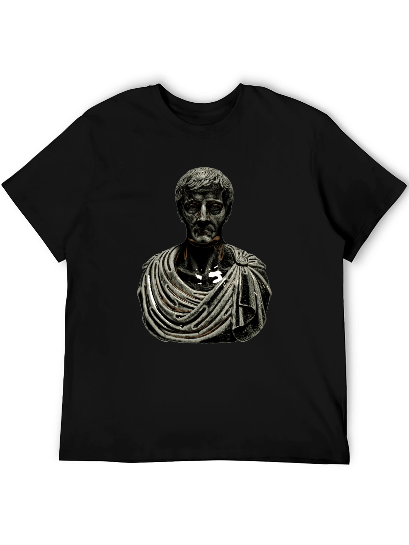 Roman Bust Graphic Tee - Black Cotton Blend