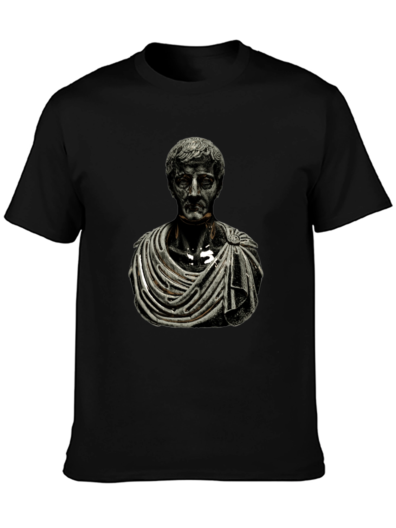 Roman Bust Graphic Tee - Black Cotton Blend