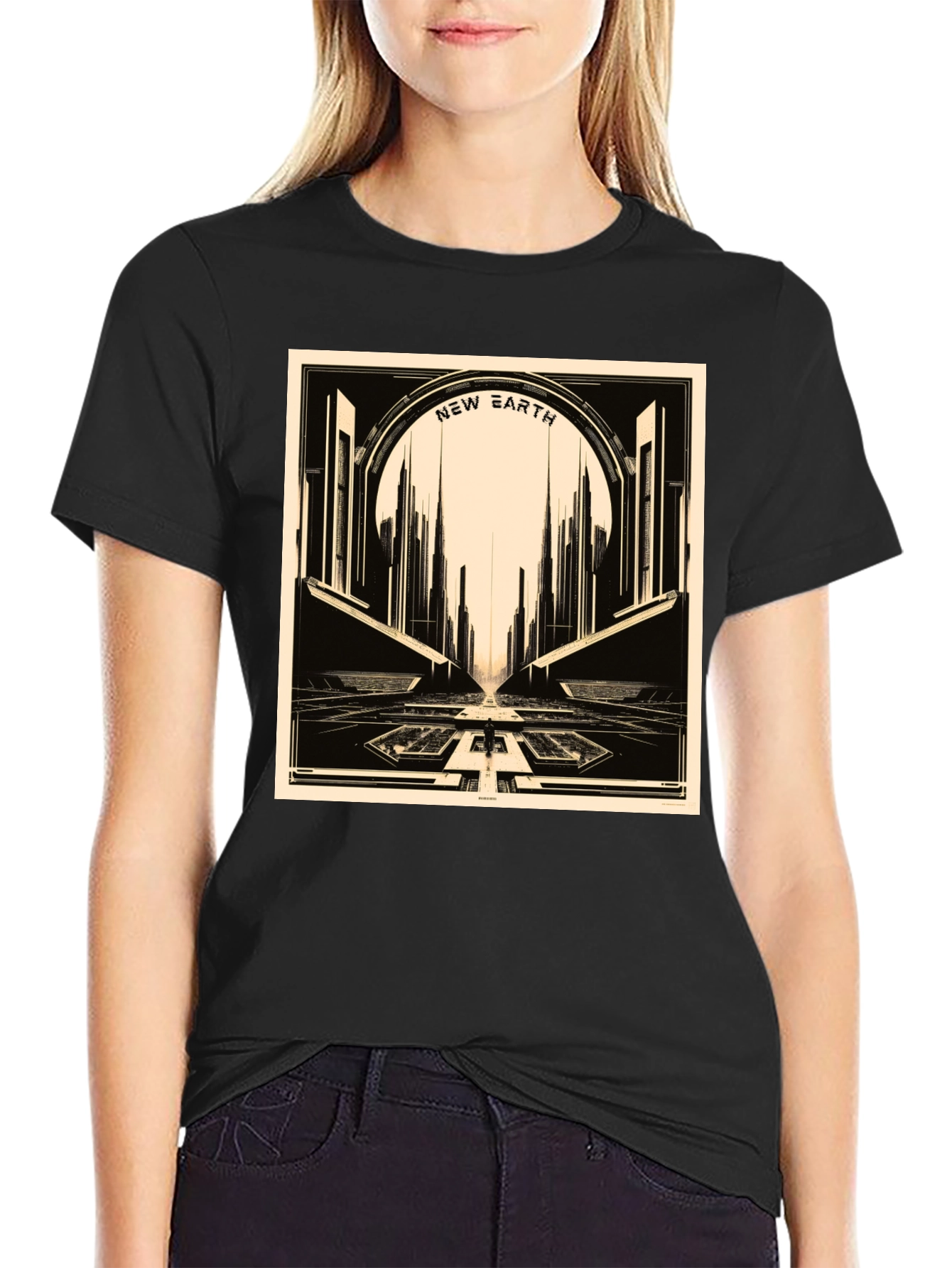 New Earth Graphic Tee - Retro Sci-Fi Style
