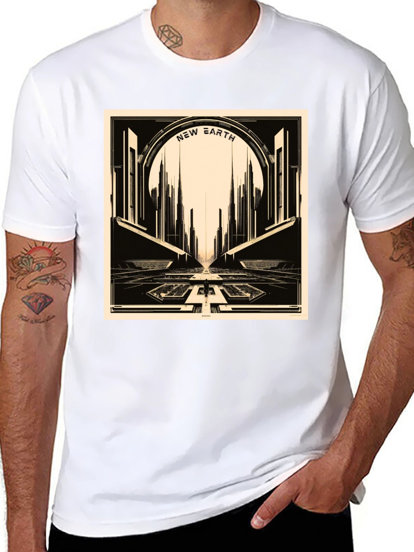 New Earth Graphic Tee - Retro Sci-Fi Style