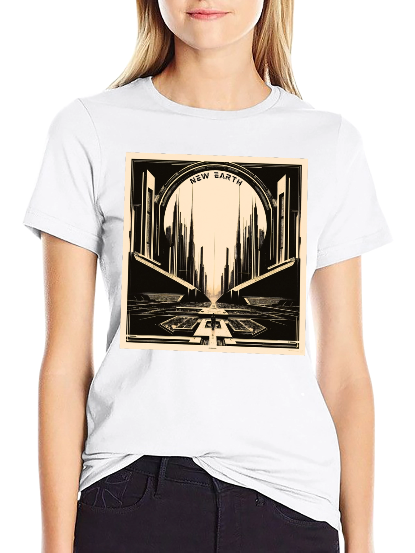 New Earth Graphic Tee - Retro Sci-Fi Style