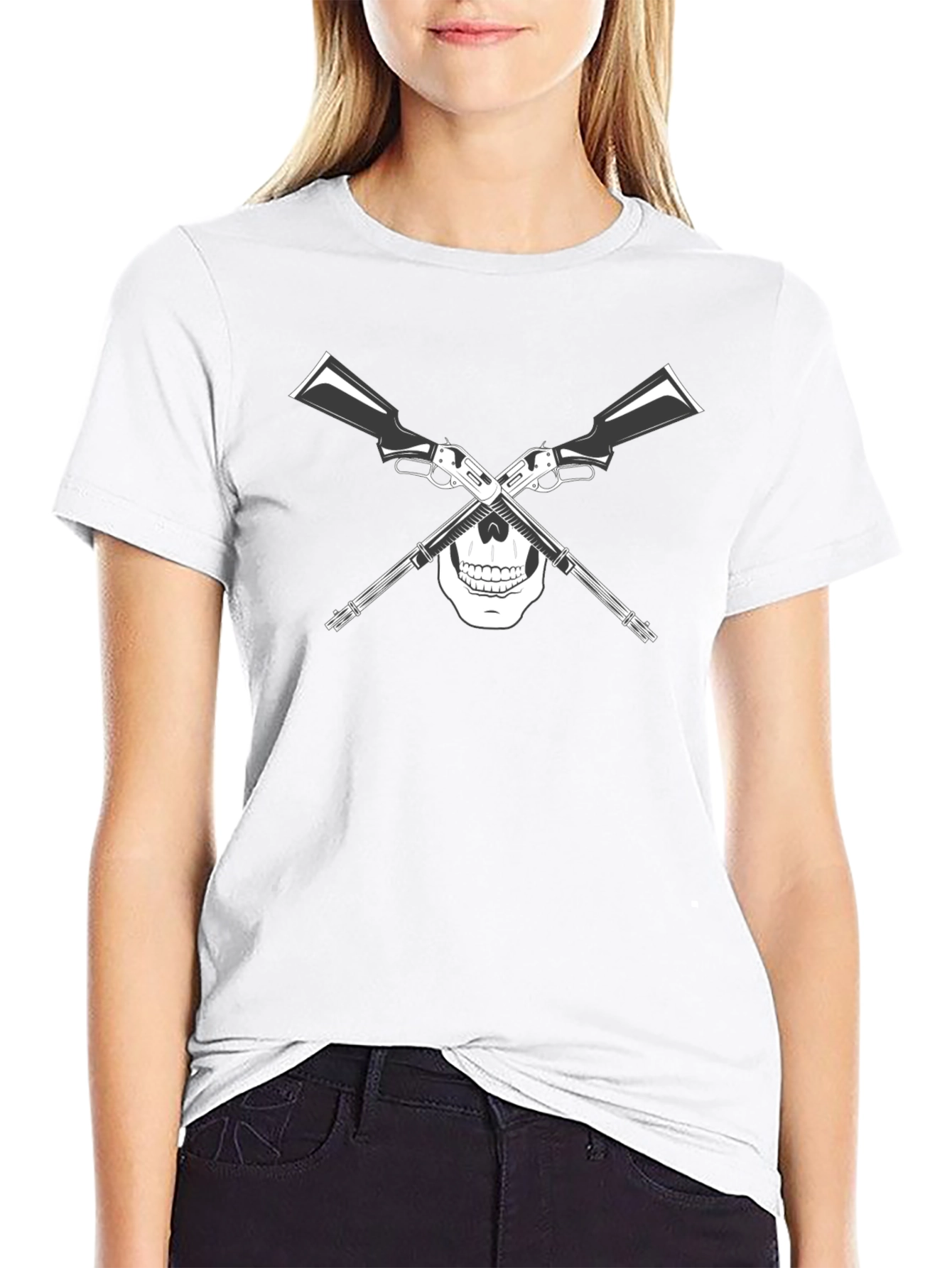 Skull & Cross Guns Graphic T-Shirt