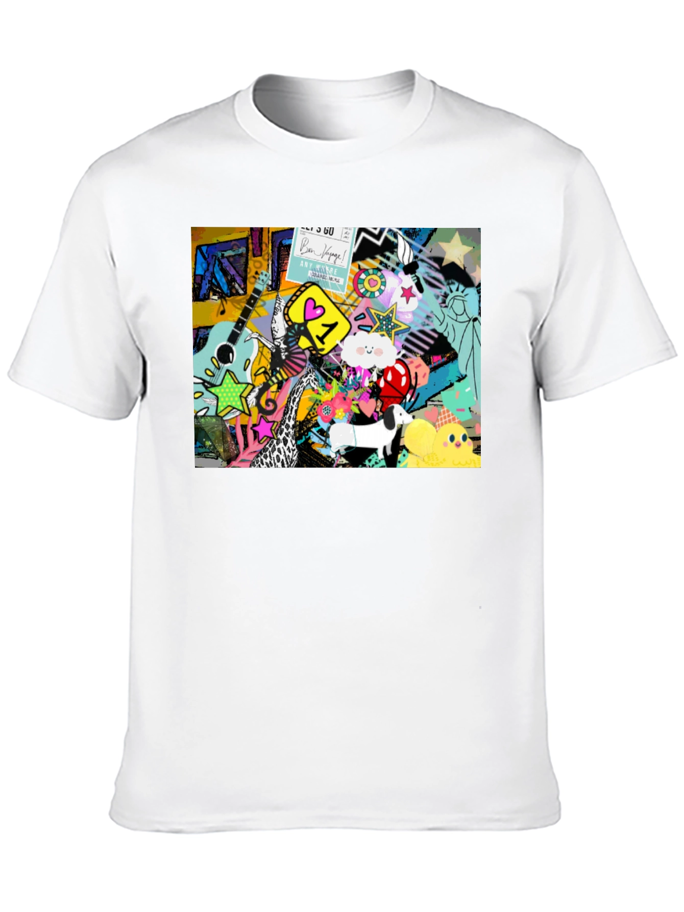 Funky Art Print Black Cotton T-Shirt