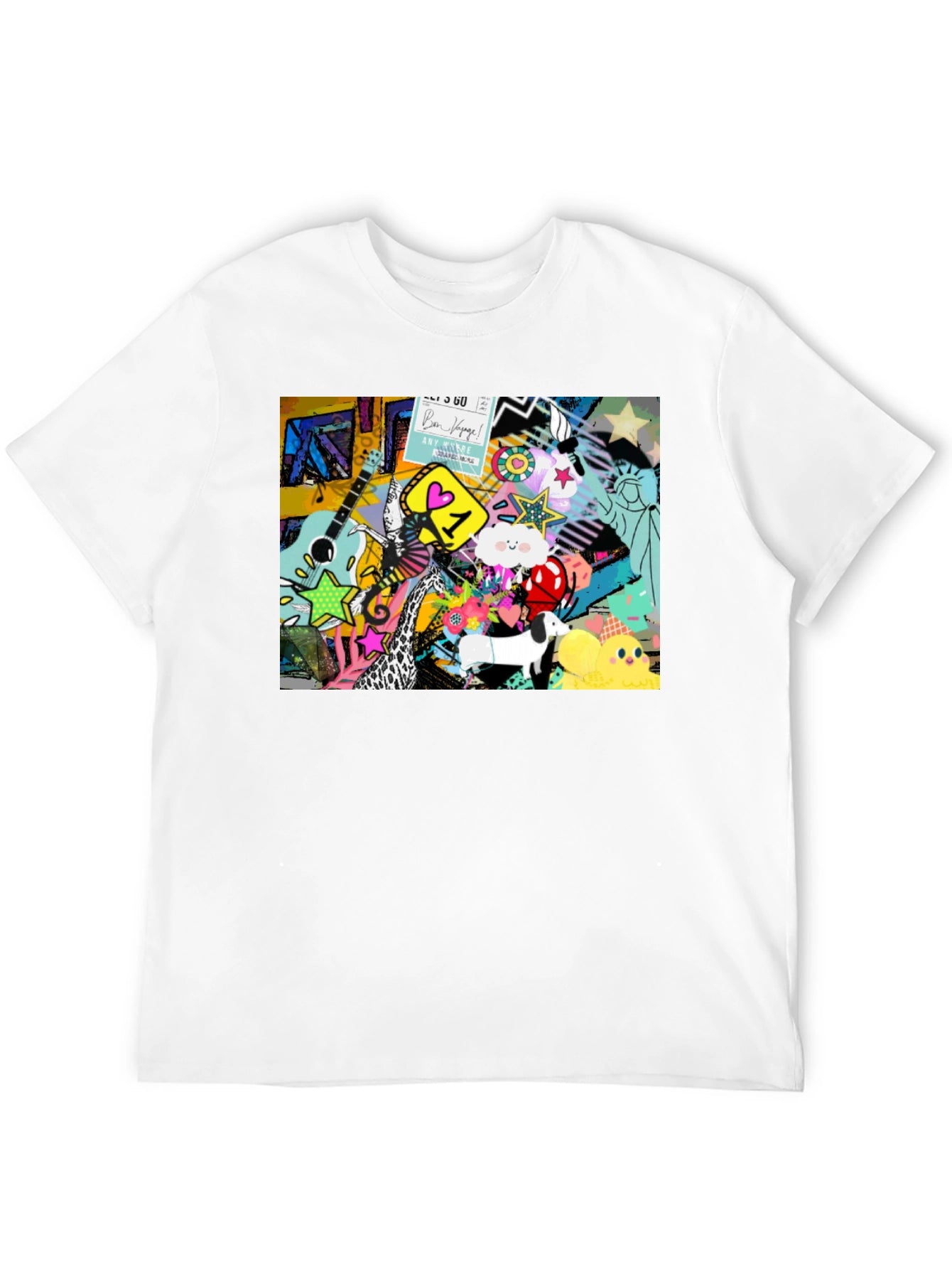 Funky Art Print Black Cotton T-Shirt