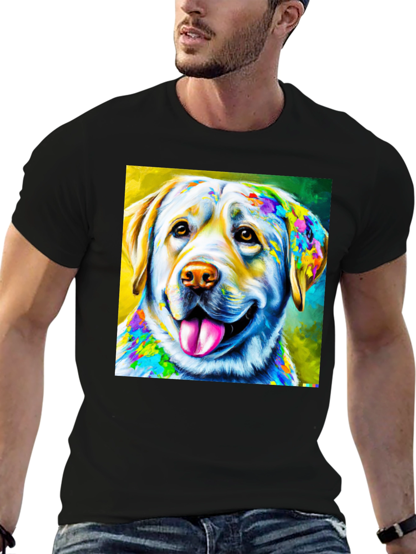 Dog Art Graphic Tee - Vibrant Labrador Design