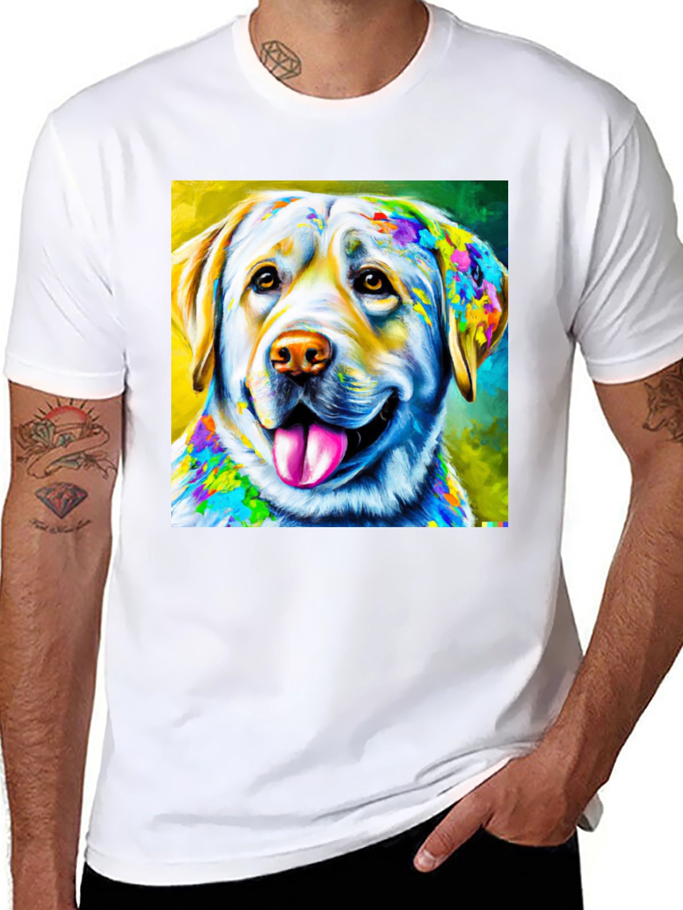Dog Art Graphic Tee - Vibrant Labrador Design