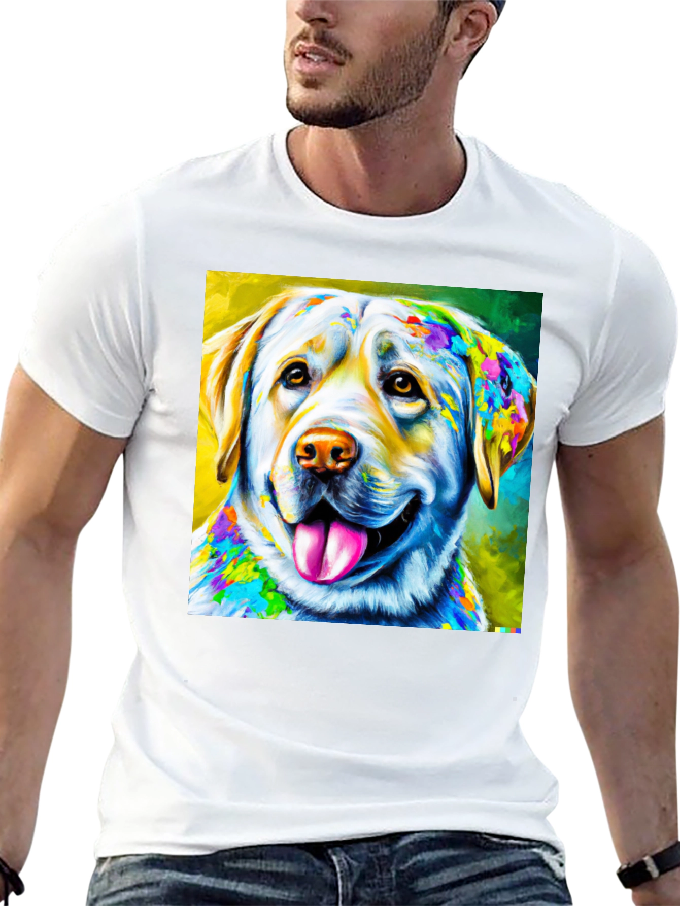 Dog Art Graphic Tee - Vibrant Labrador Design