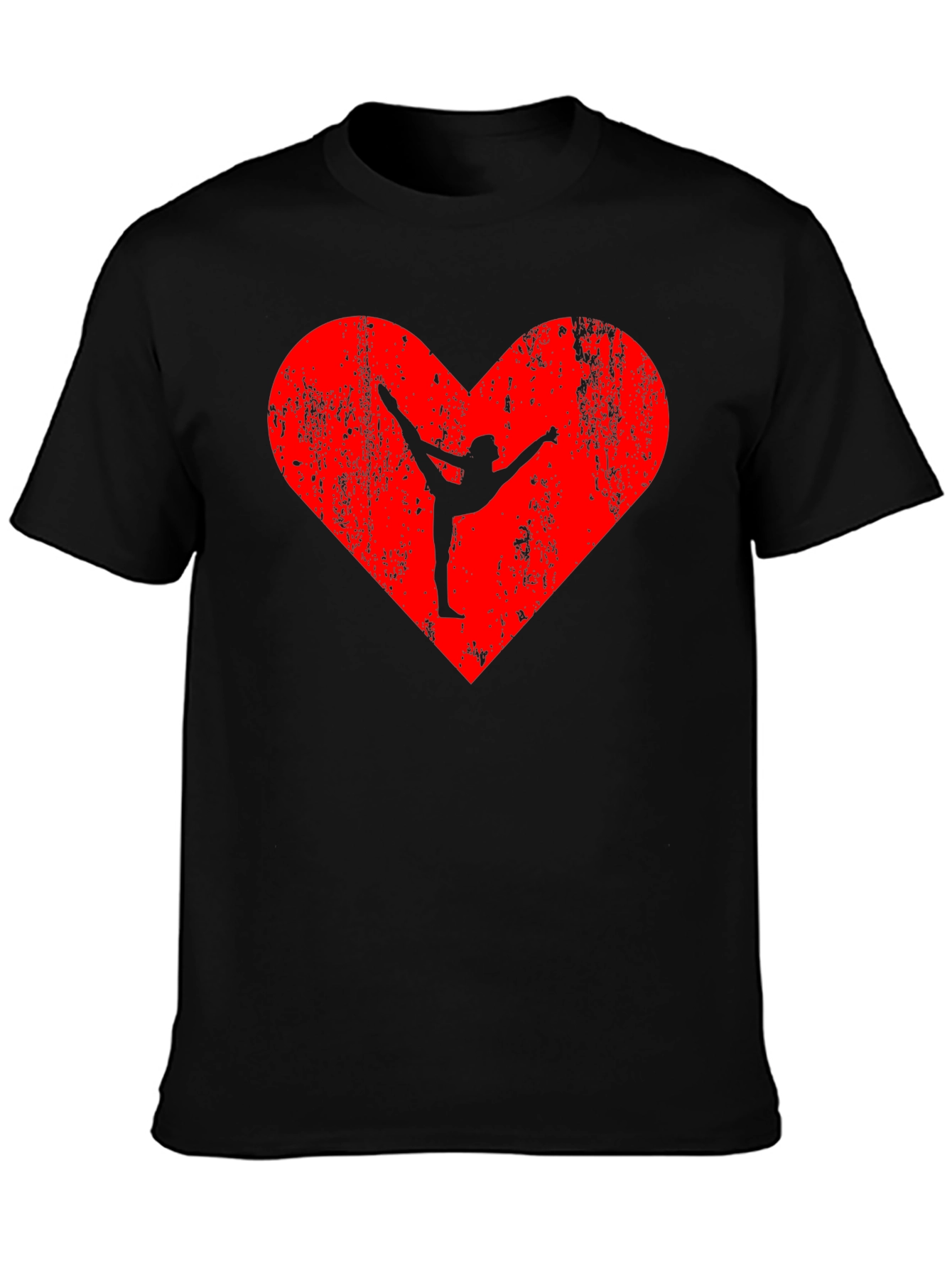 Gymnast Heart Graphic Black T-Shirt
