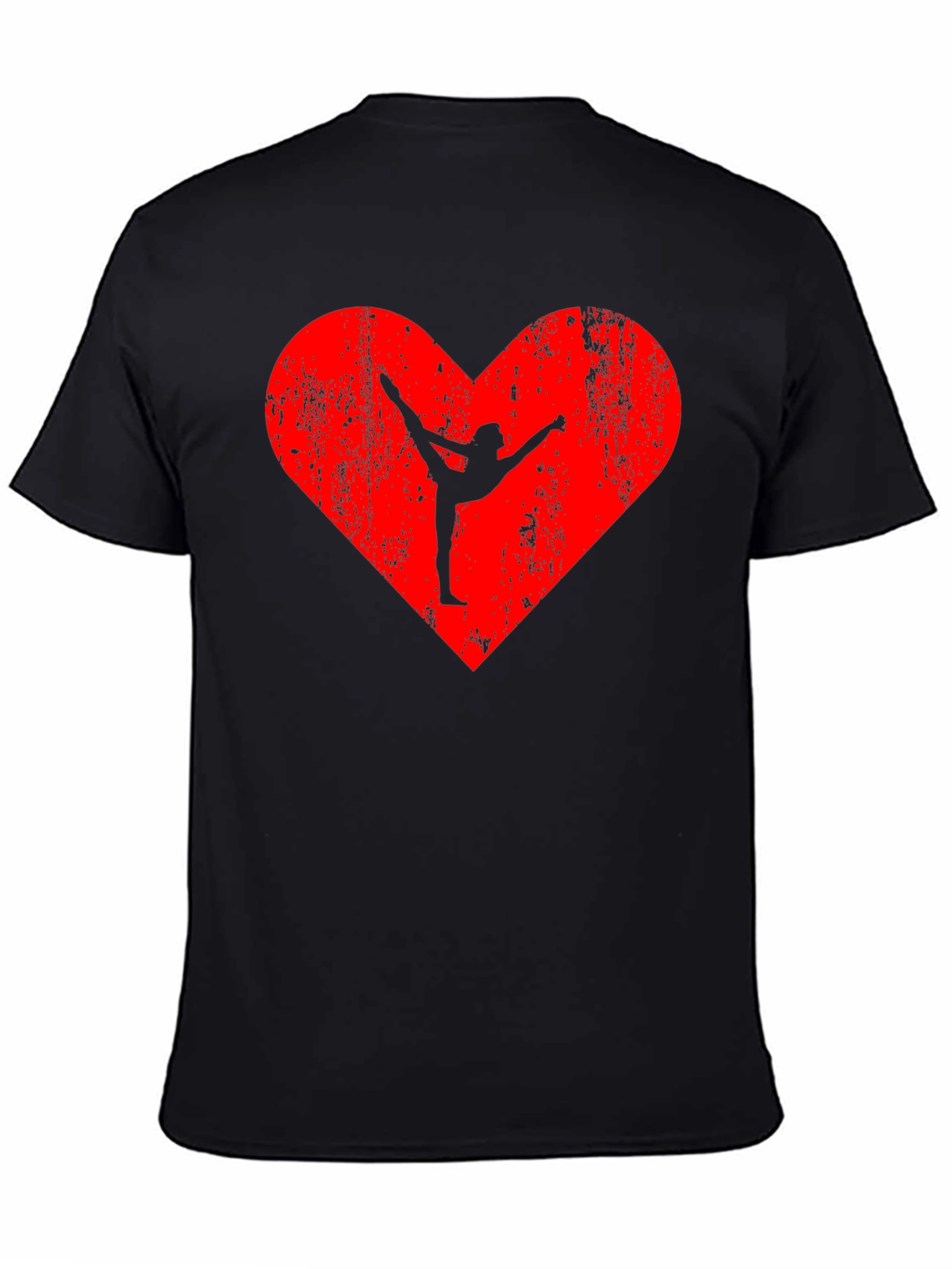Gymnast Heart Graphic Black T-Shirt