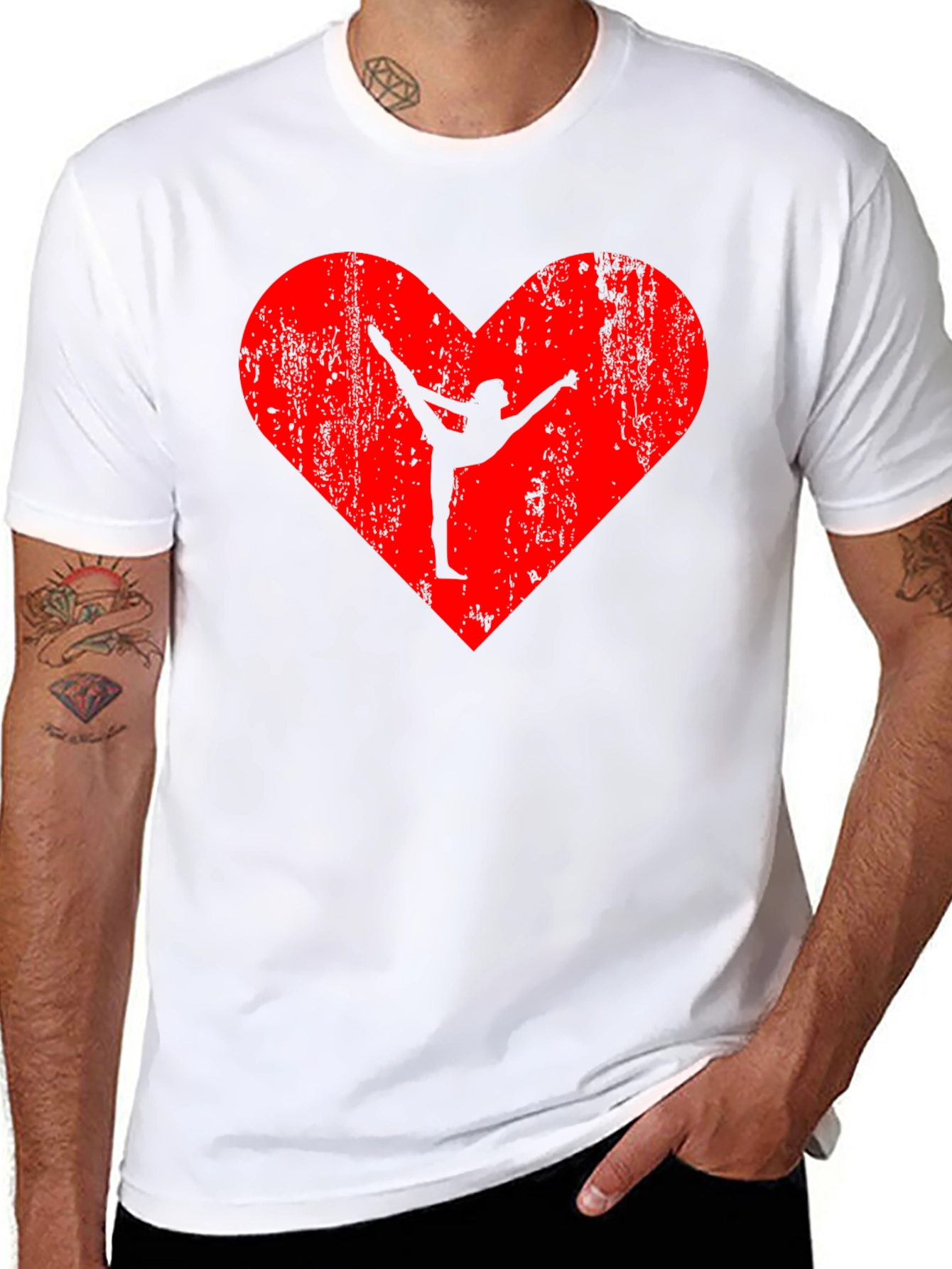 Gymnast Heart Graphic Black T-Shirt