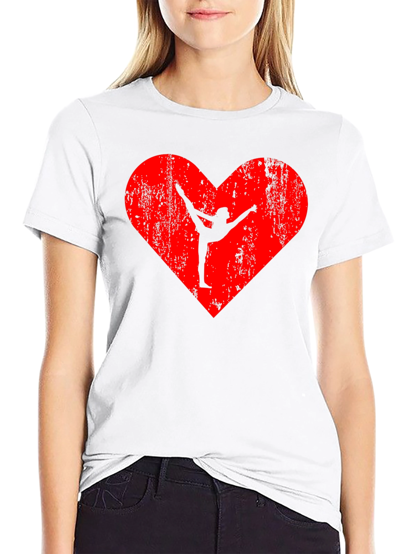 Gymnast Heart Graphic Black T-Shirt