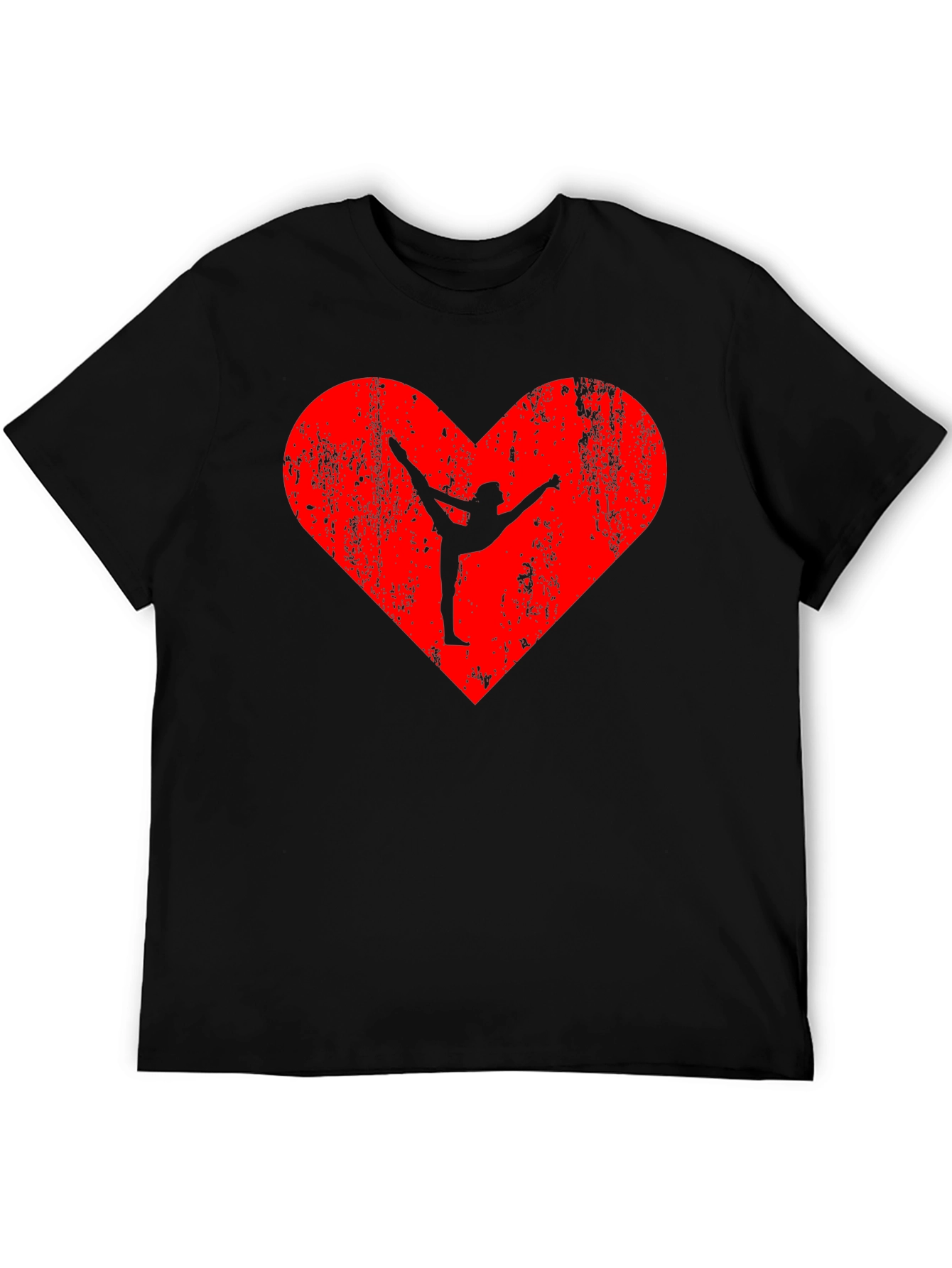 Gymnast Heart Graphic Black T-Shirt