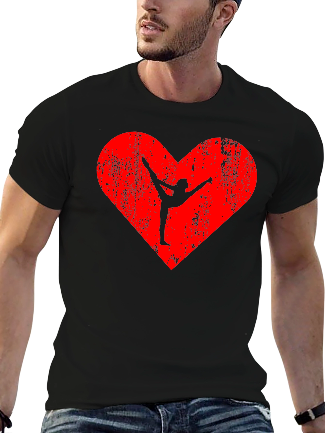 Gymnast Heart Graphic Black T-Shirt