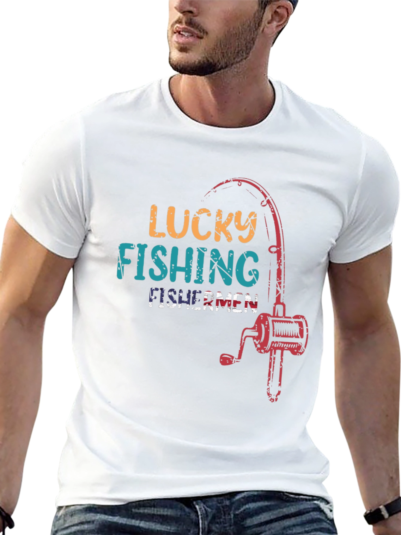 Lucky Fishing Fisherman Graphic Tee