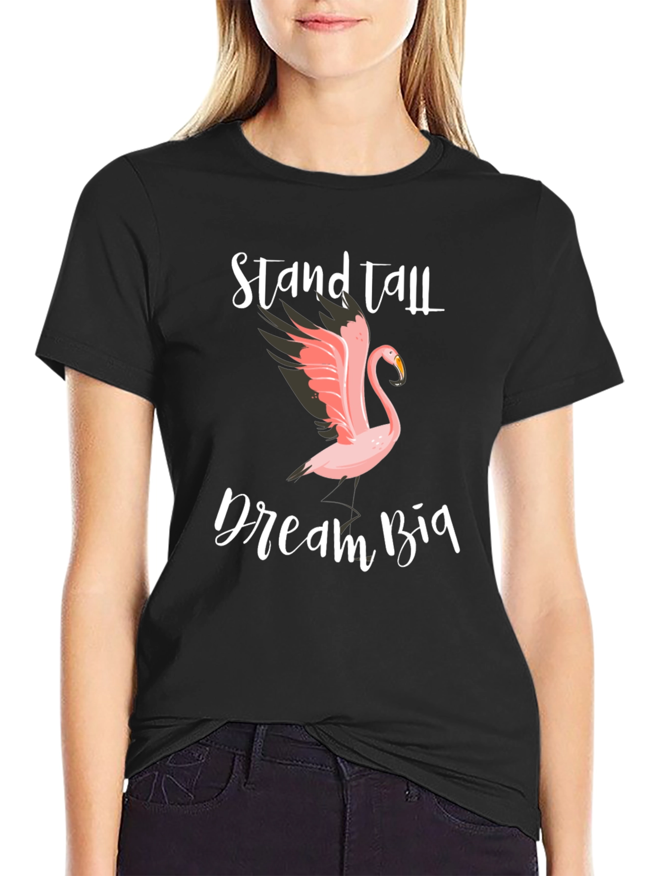 Stand Tall Dream Big Flamingo Graphic Tee