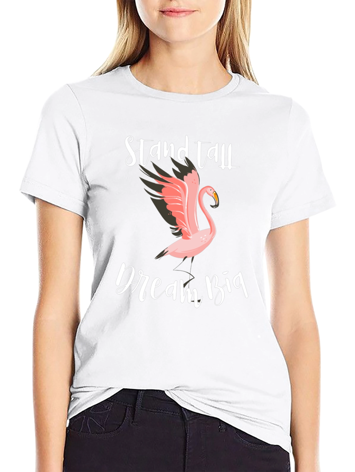 Stand Tall Dream Big Flamingo Graphic Tee