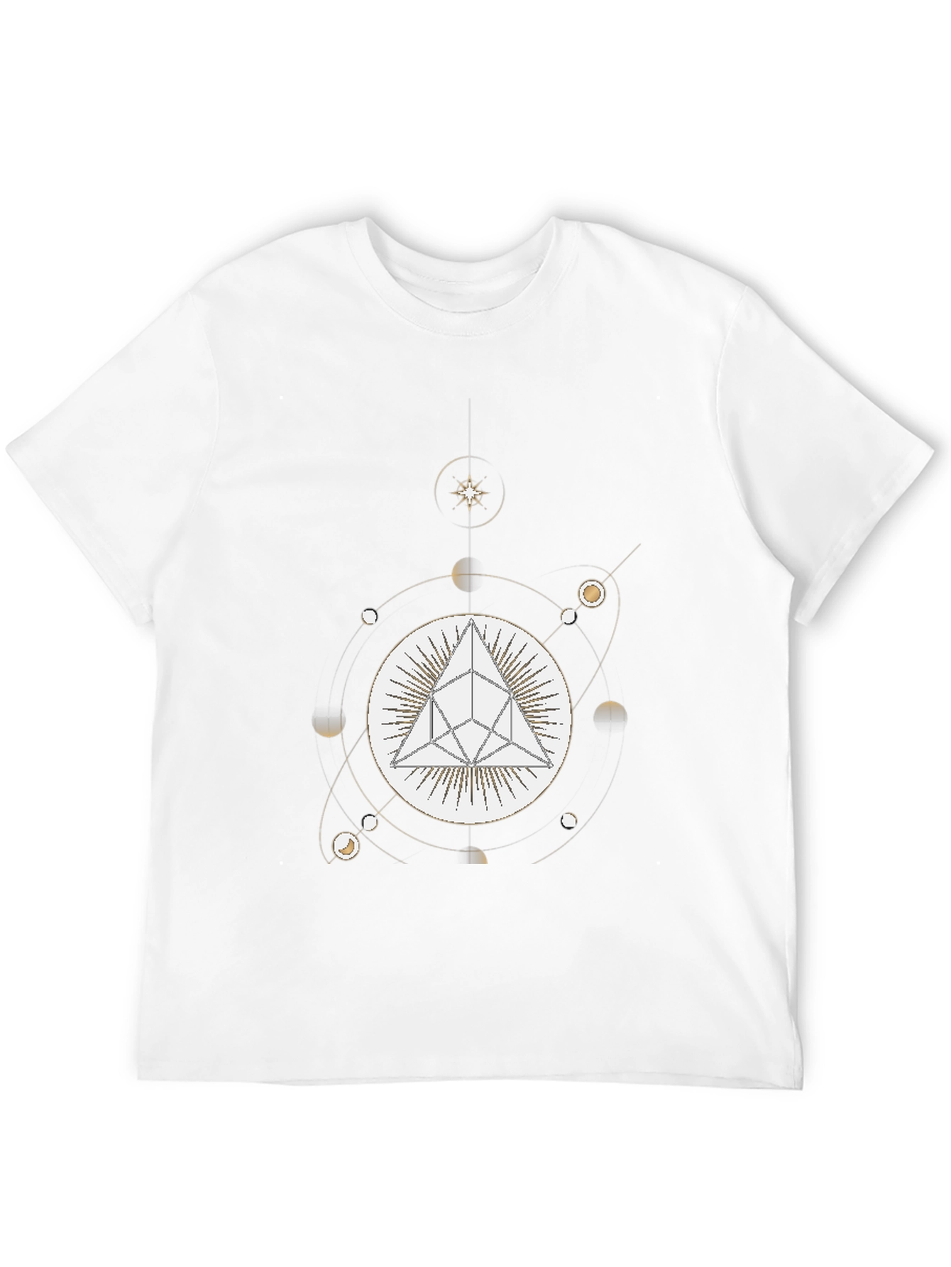 Geometric Pyramid and Celestial Black T-Shirt