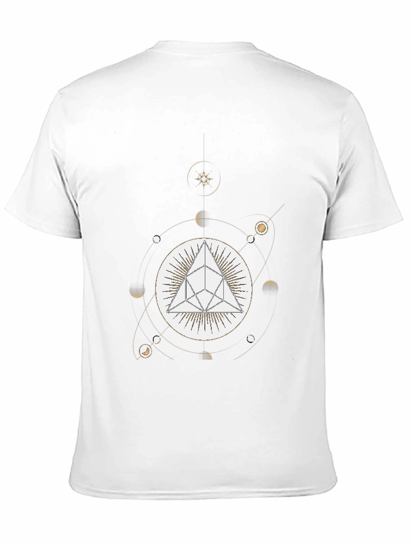 Geometric Pyramid and Celestial Black T-Shirt