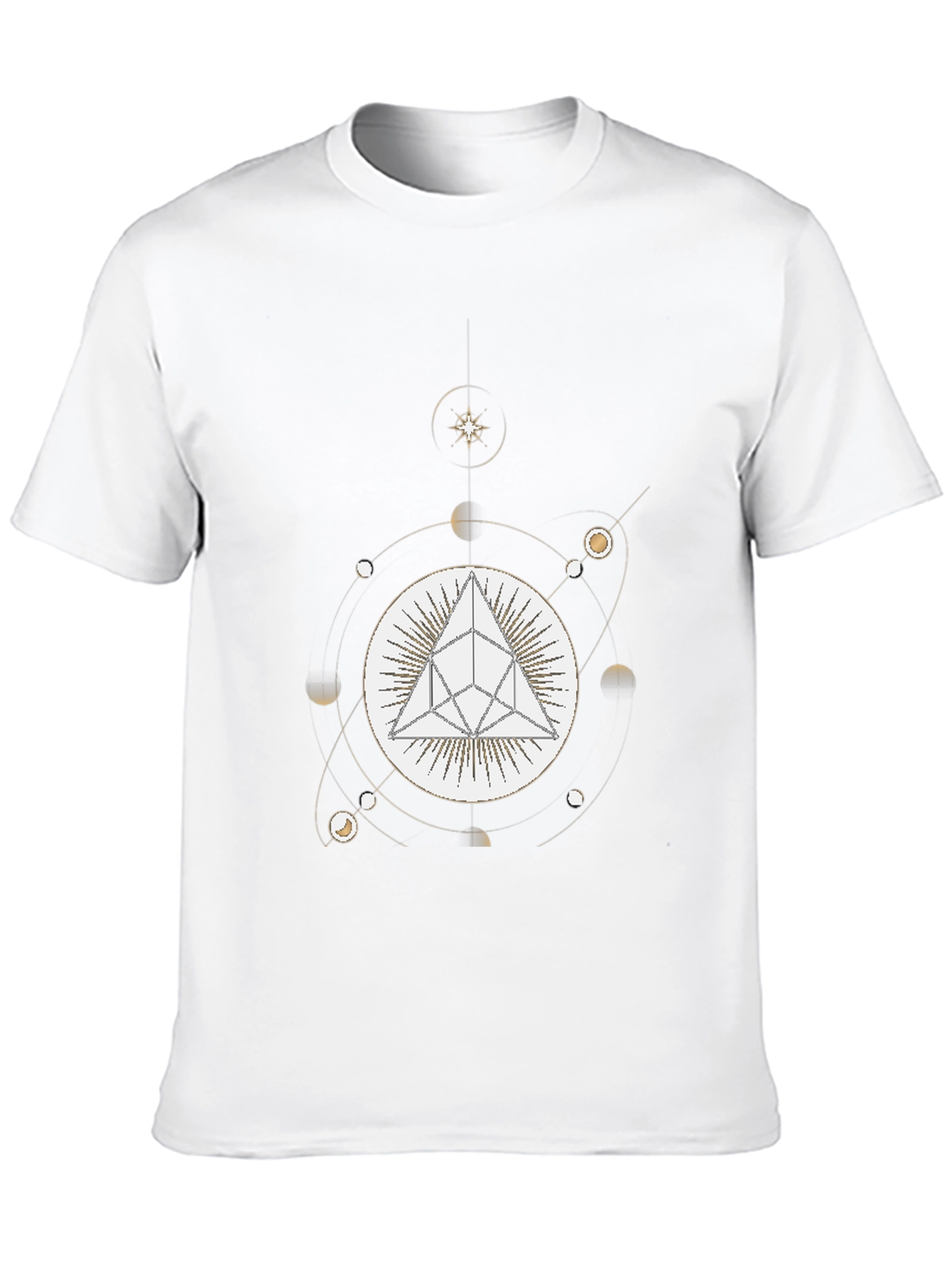 Geometric Pyramid and Celestial Black T-Shirt