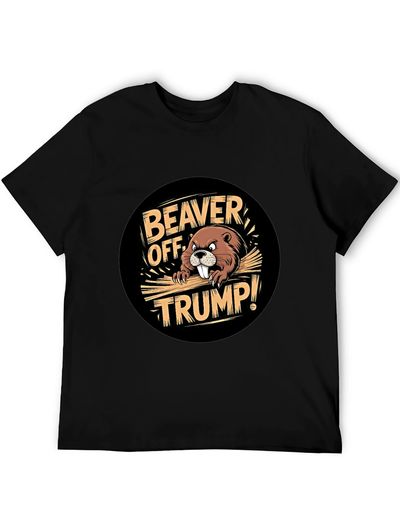 Beaver Off Trump Black Graphic Tee