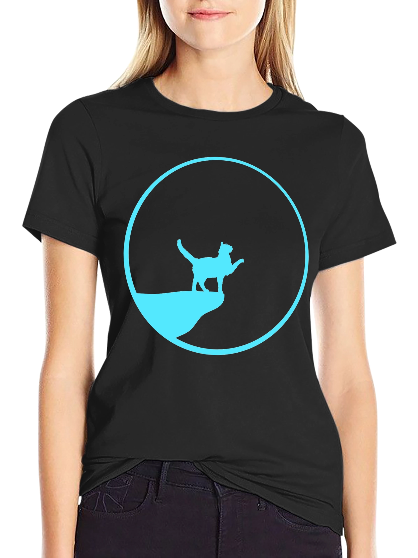 Cat Silhouette Graphic Print T-Shirt