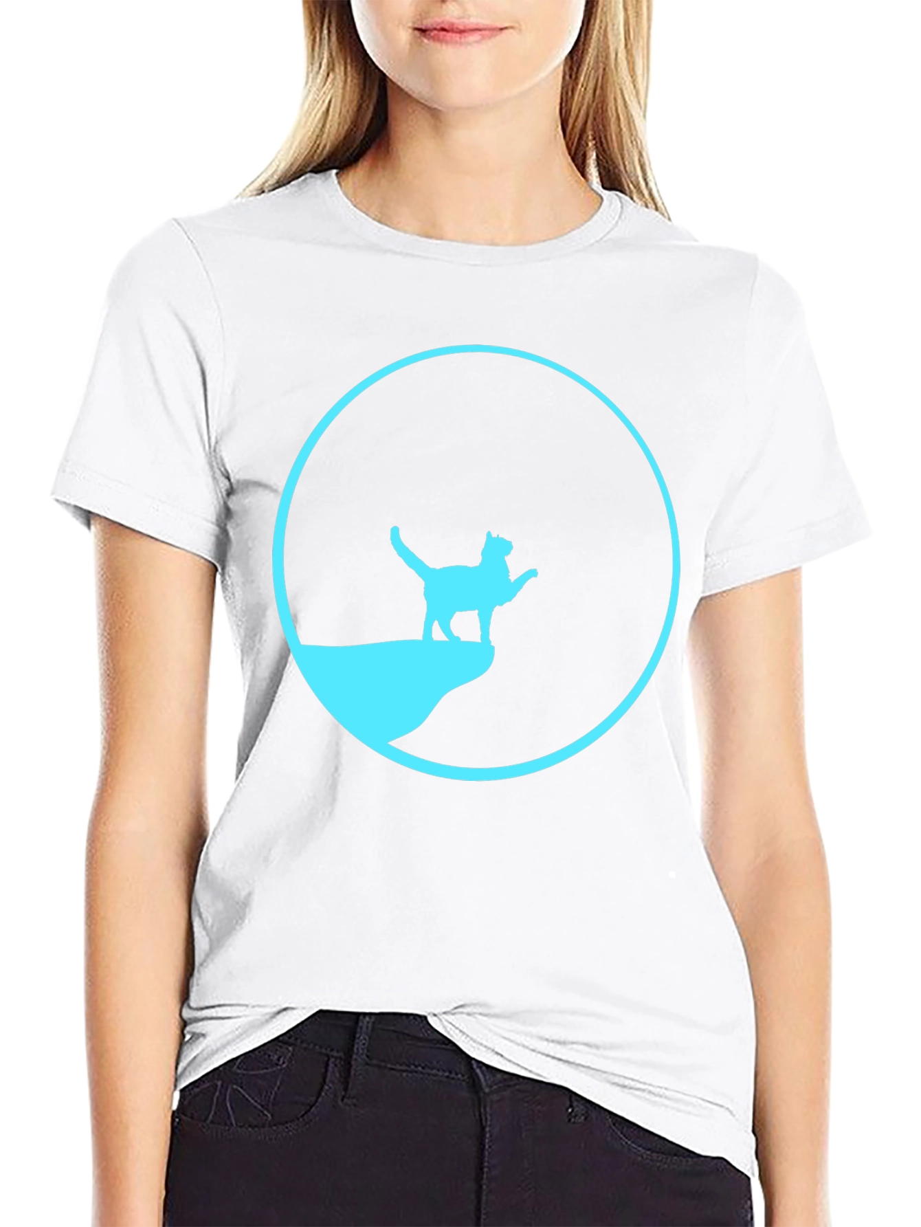Cat Silhouette Graphic Print T-Shirt