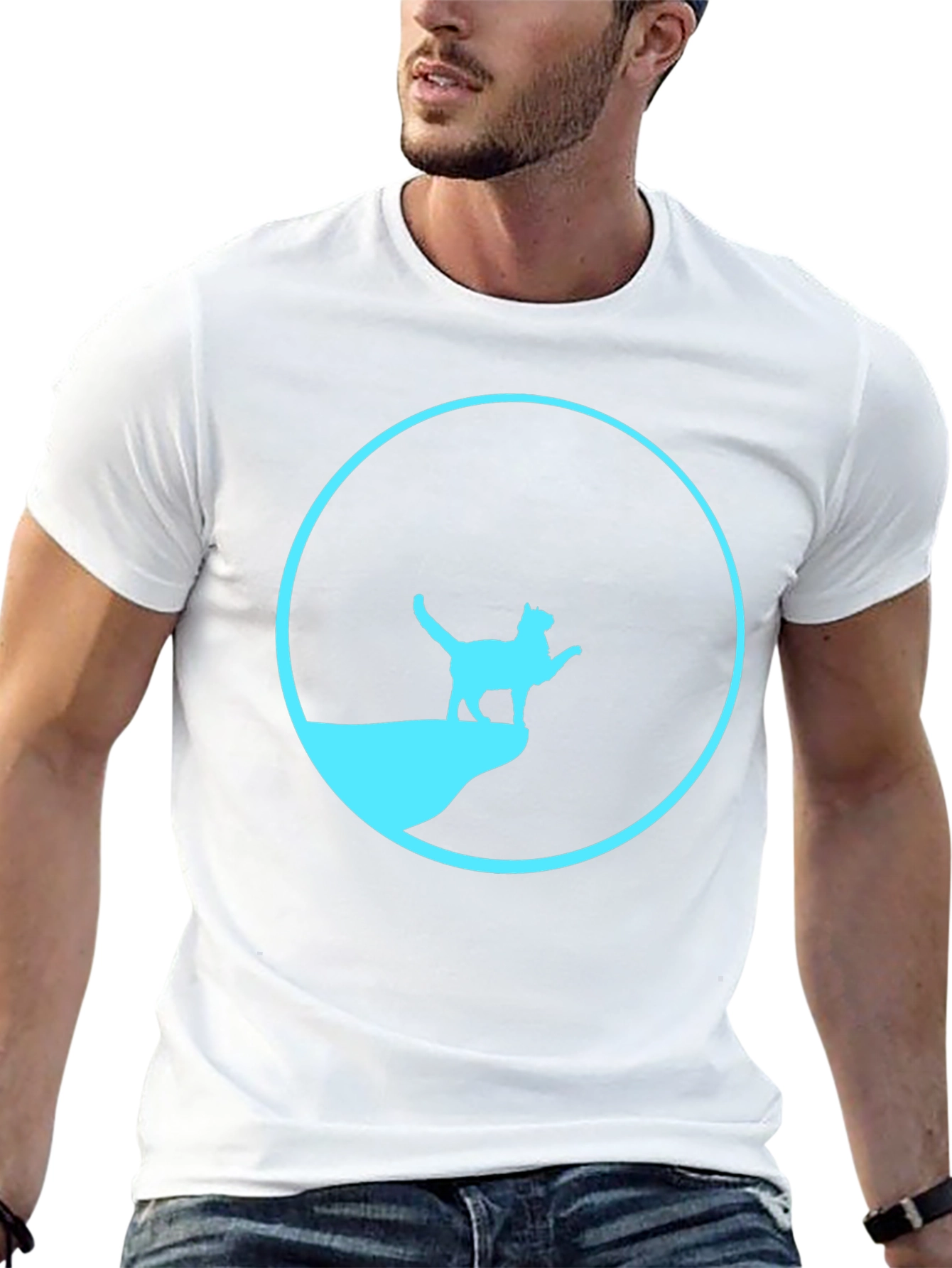 Cat Silhouette Graphic Print T-Shirt