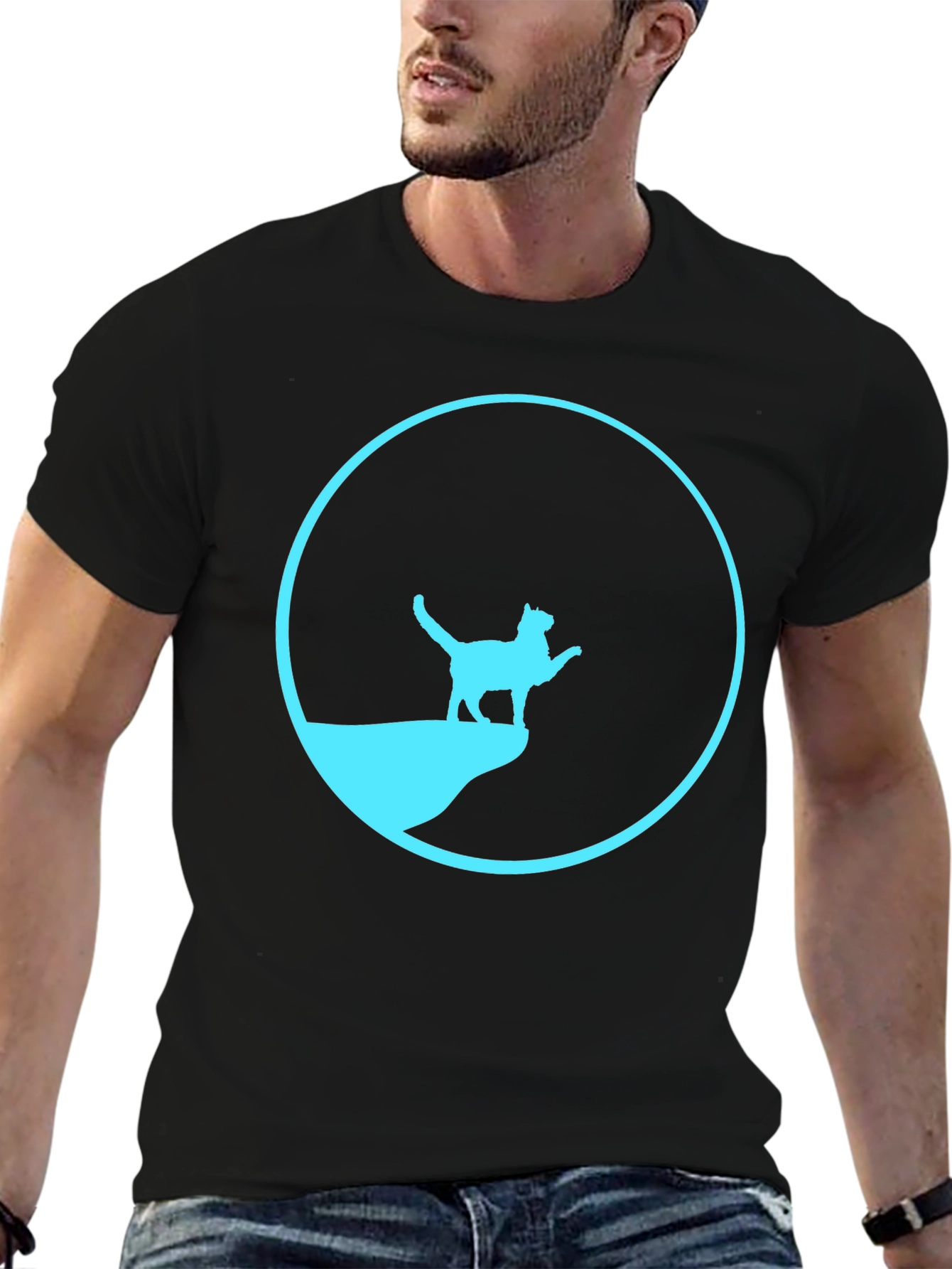 Cat Silhouette Graphic Print T-Shirt