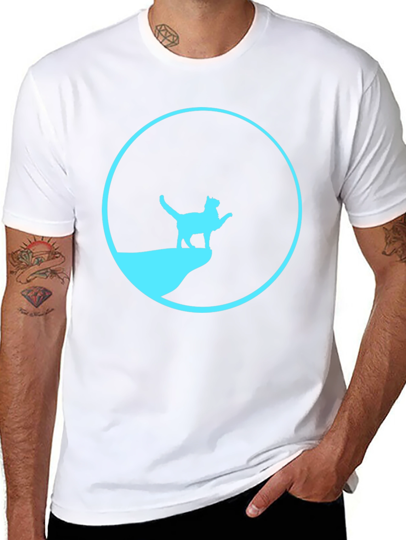 Cat Silhouette Graphic Print T-Shirt
