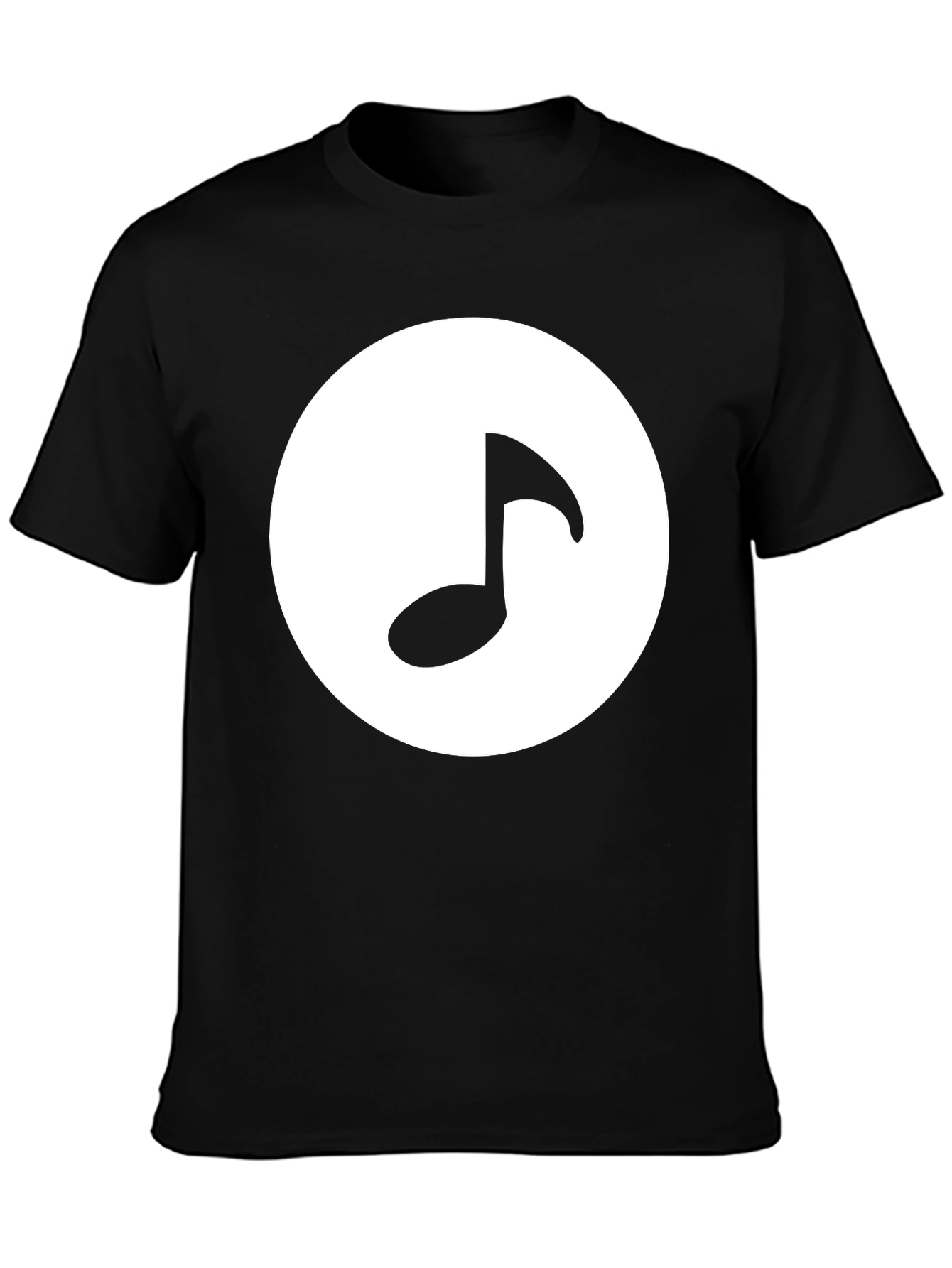 Music Note Graphic Tee - Black Cotton T-Shirt