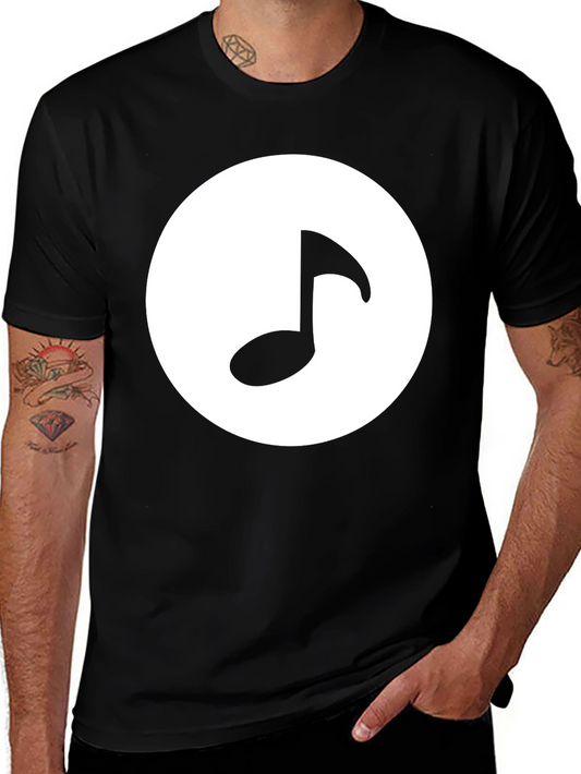 Music Note Graphic Tee - Black Cotton T-Shirt
