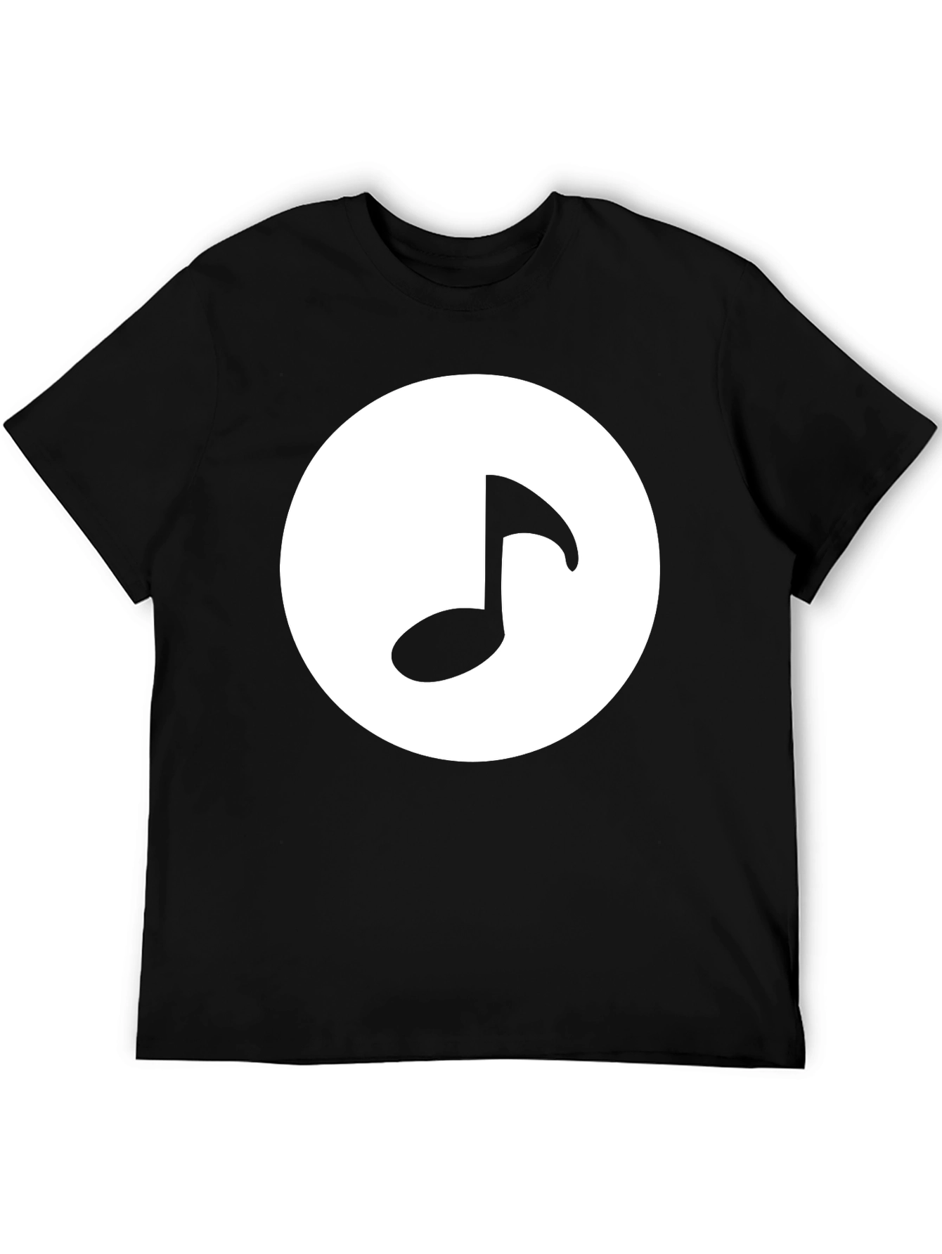 Music Note Graphic Tee - Black Cotton T-Shirt