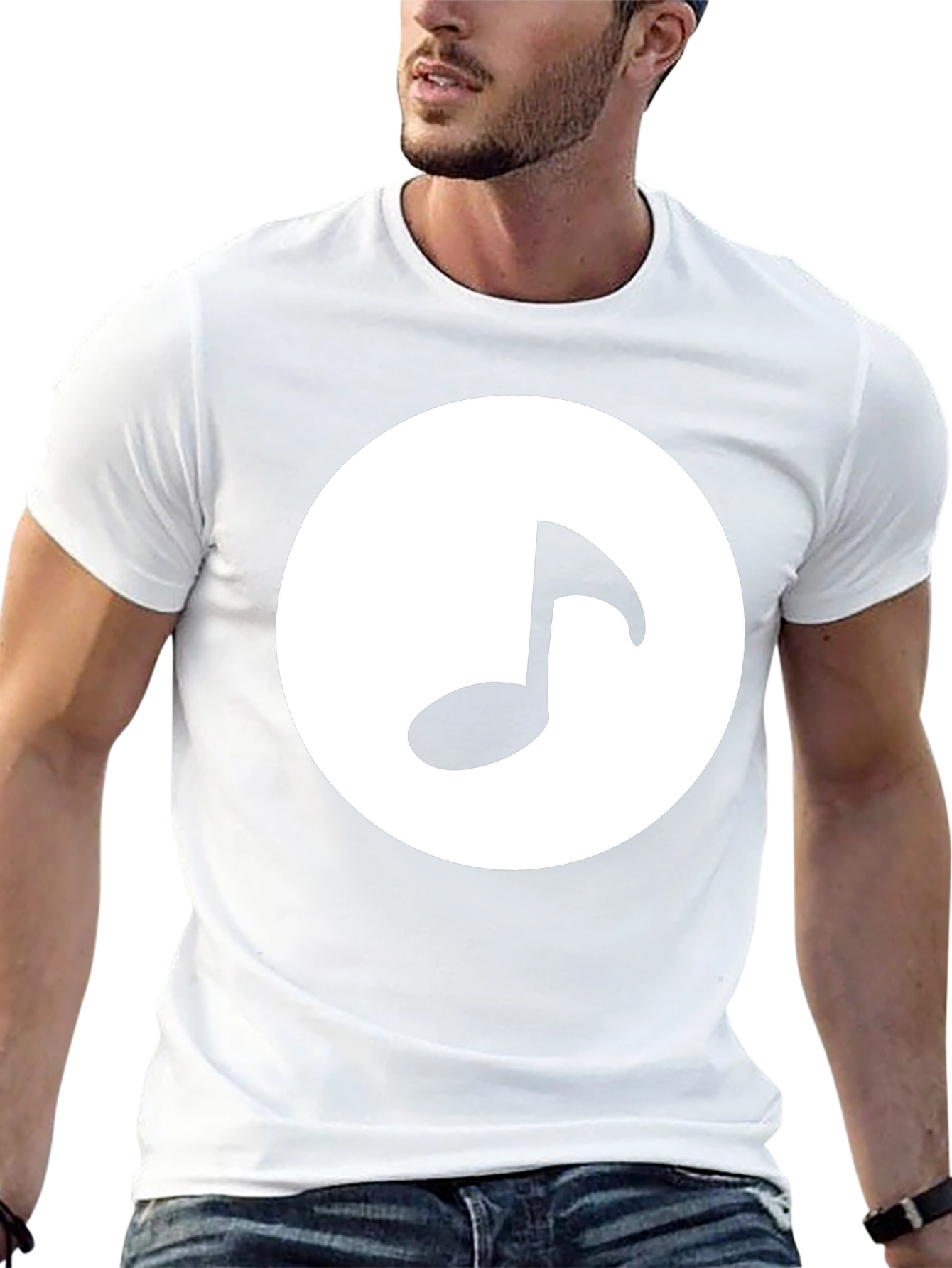 Music Note Graphic Tee - Black Cotton T-Shirt