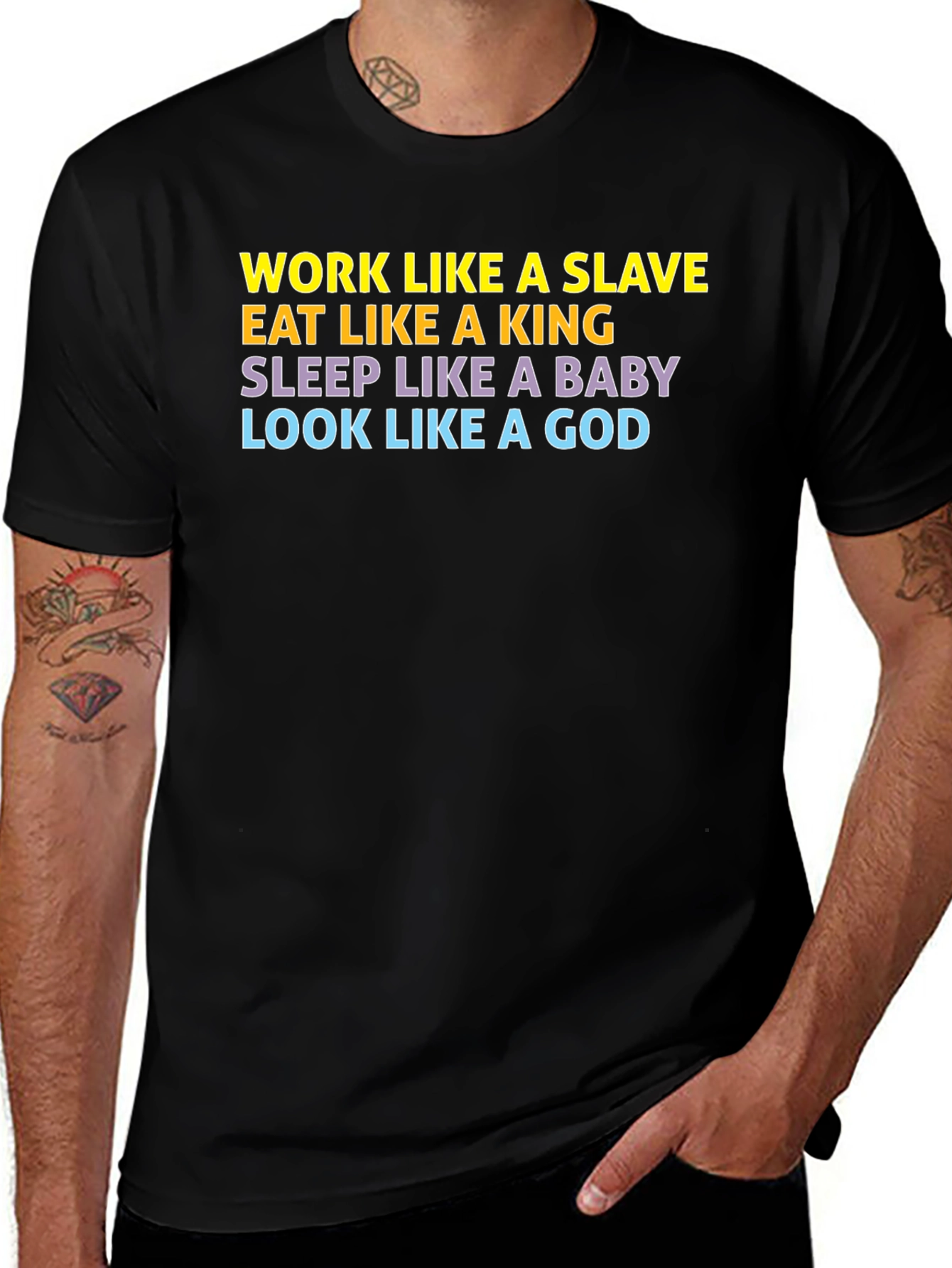 Work Like a Slave Black Graphic T-Shirt