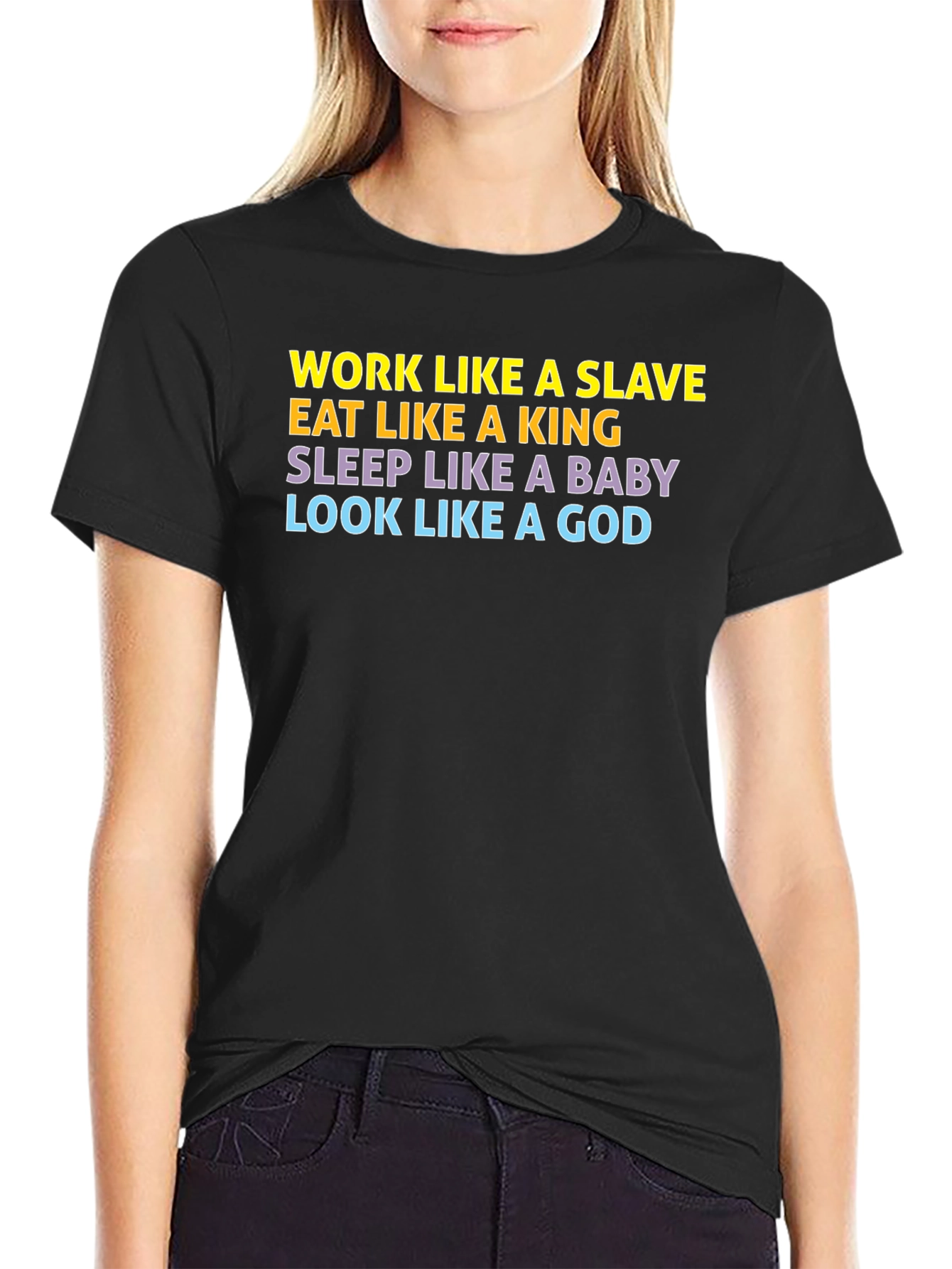 Work Like a Slave Black Graphic T-Shirt