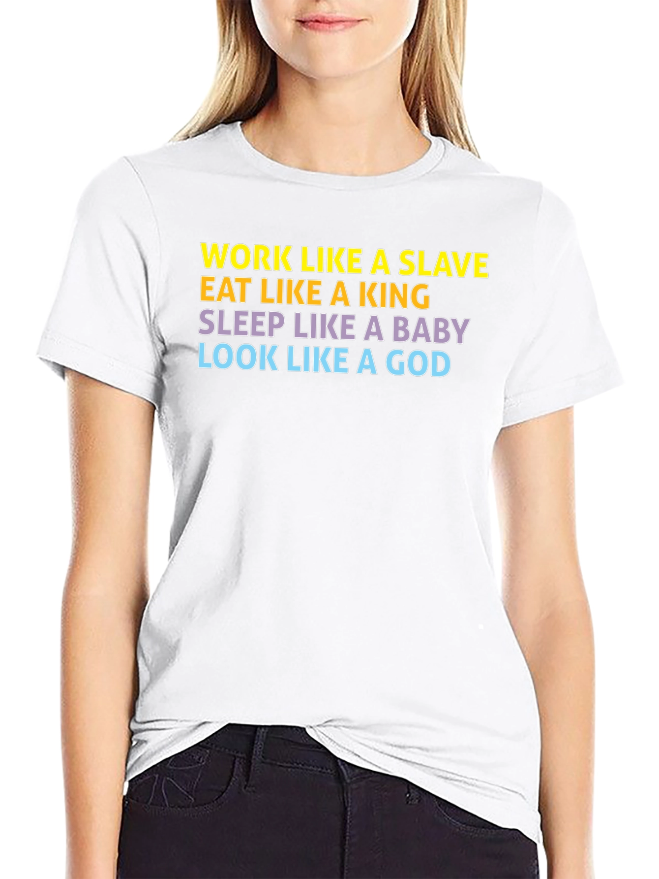 Work Like a Slave Black Graphic T-Shirt