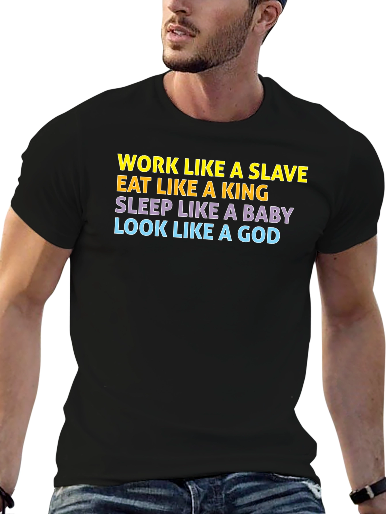Work Like a Slave Black Graphic T-Shirt