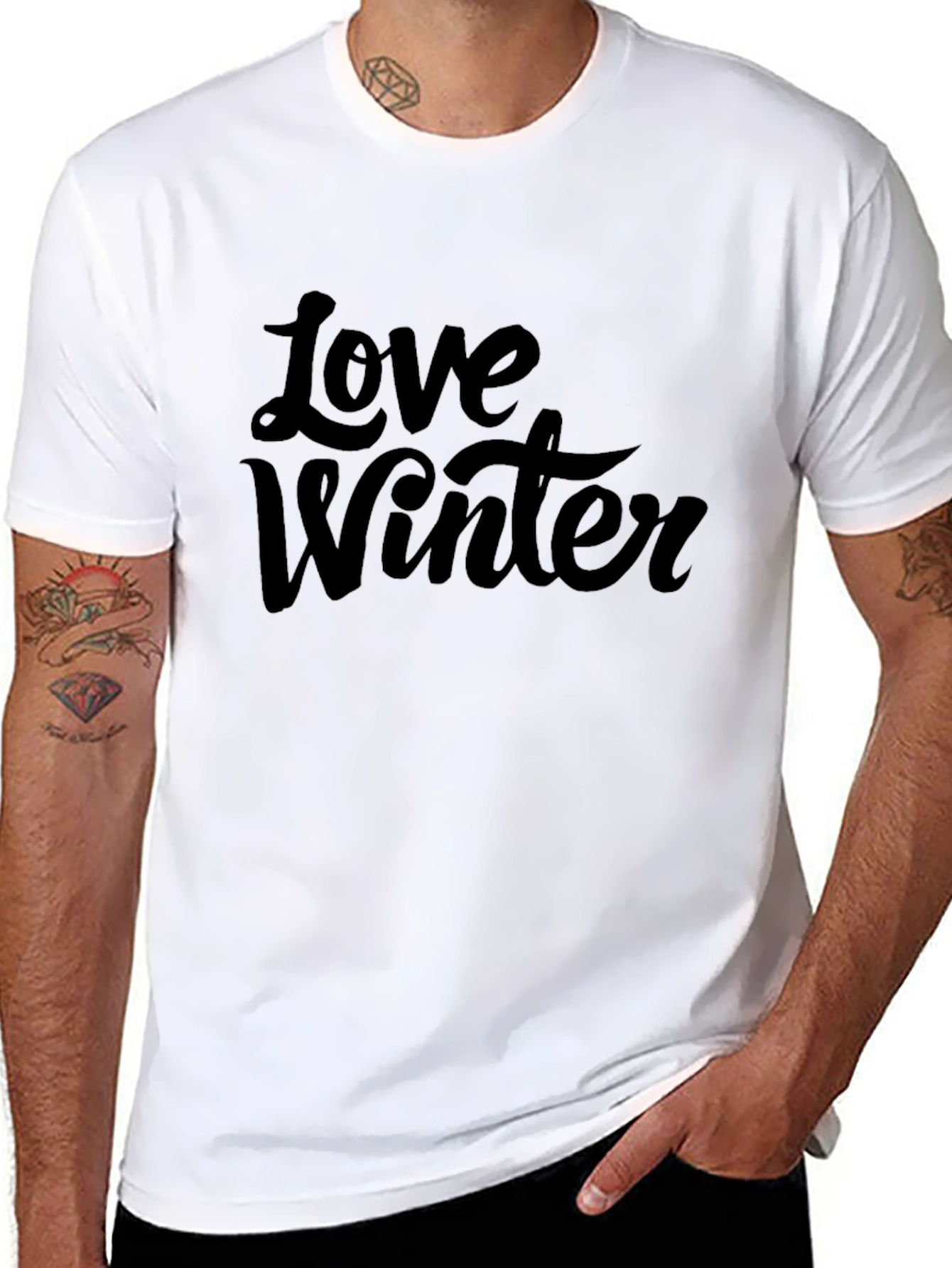 Love Winter Graphic Tee - Stylish Black T-Shirt