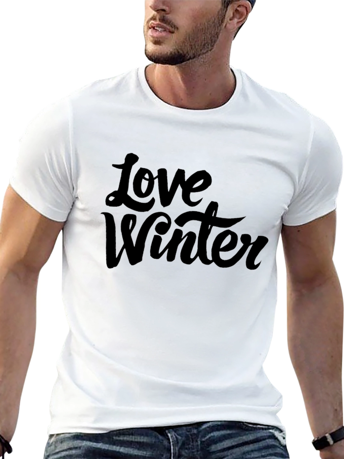 Love Winter Graphic Tee - Stylish Black T-Shirt