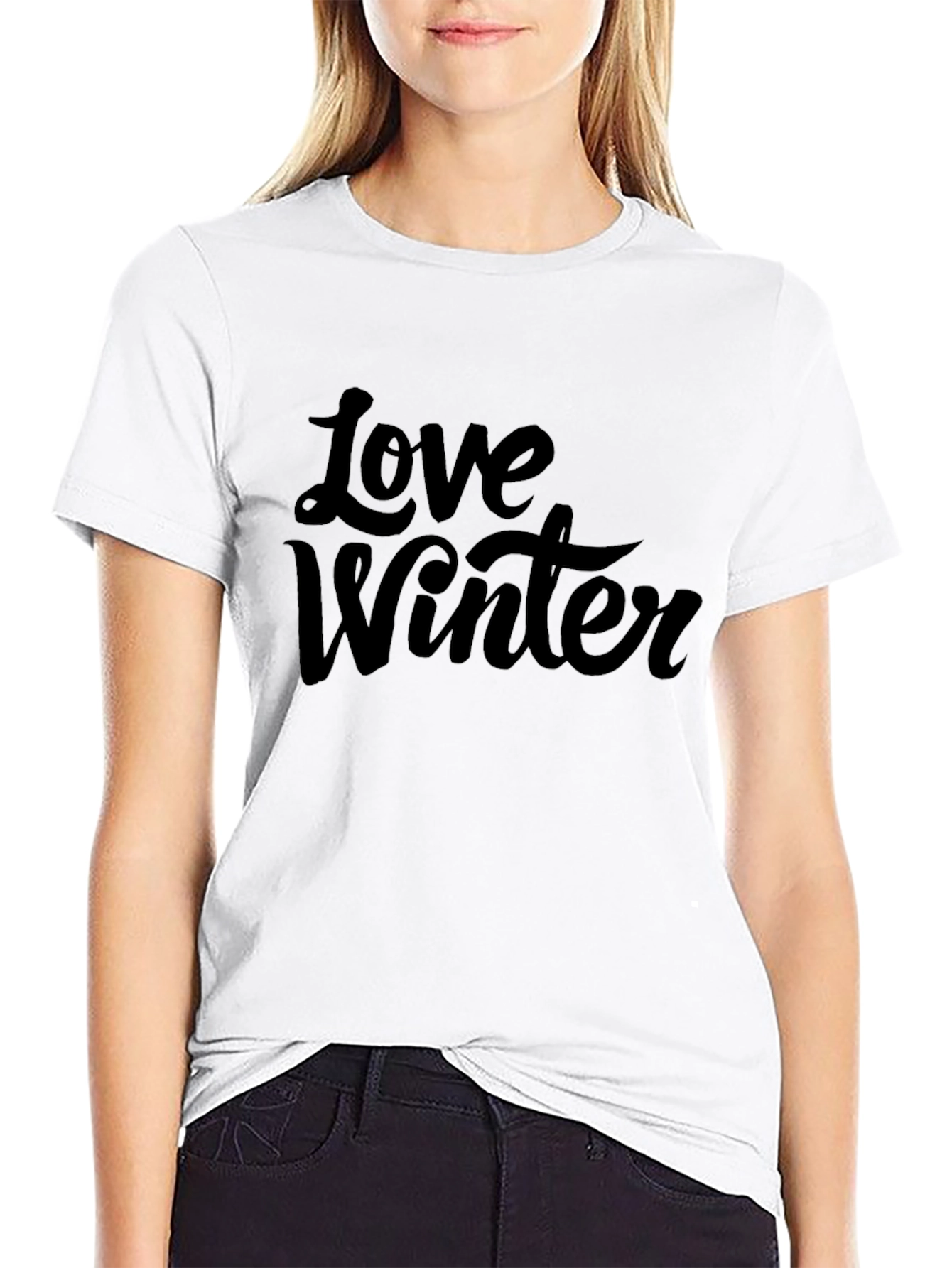 Love Winter Graphic Tee - Stylish Black T-Shirt
