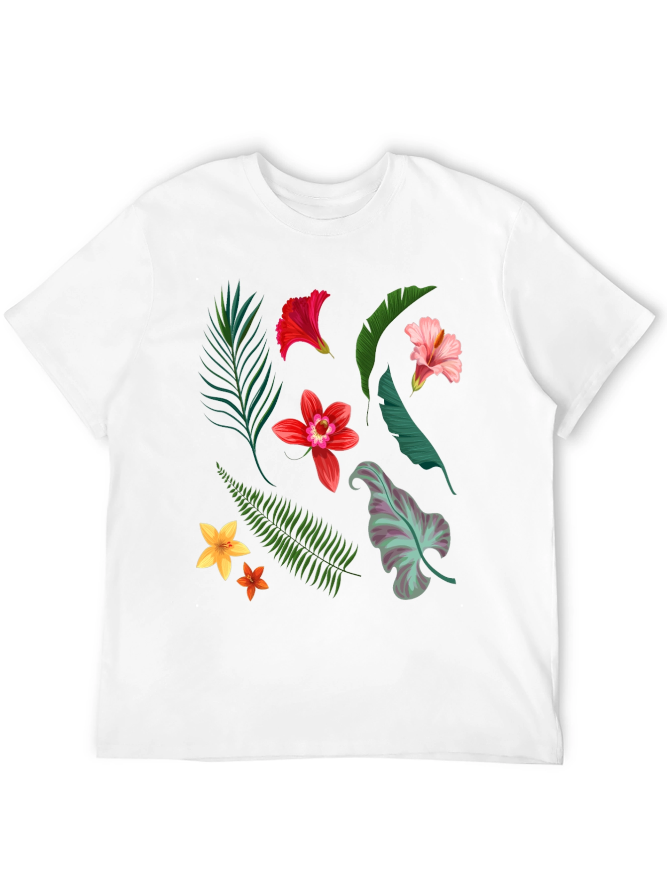 Tropical Floral Print Black T-Shirt
