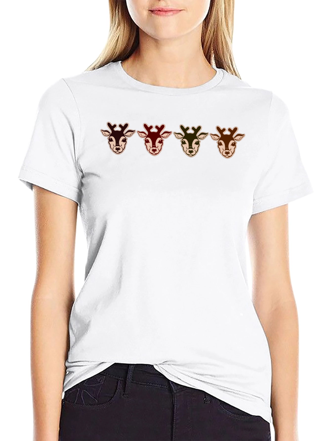 Deer Head Graphic T-Shirt - Casual & Stylish