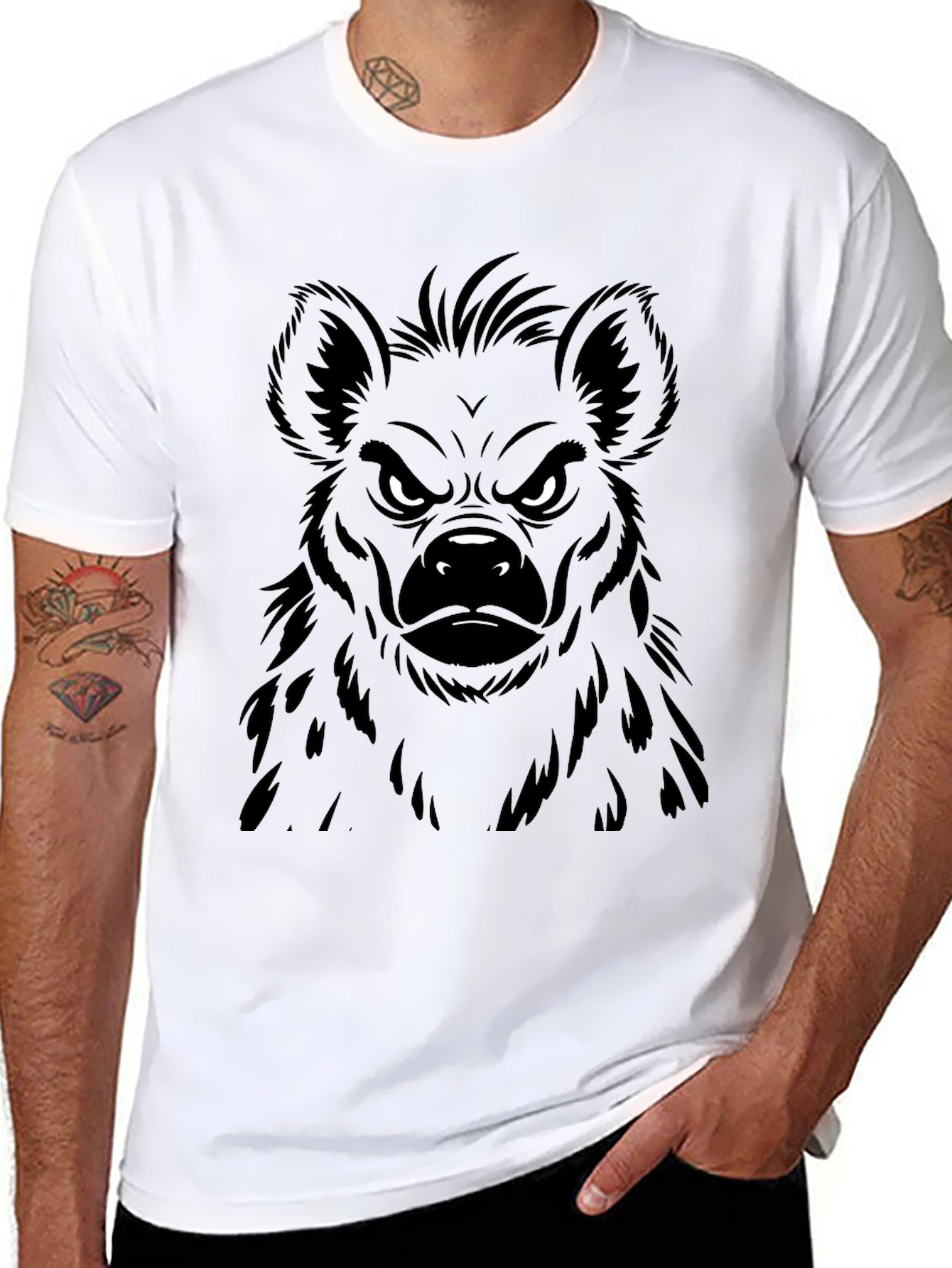 Hyena Graphic Print Mens Black T-Shirt