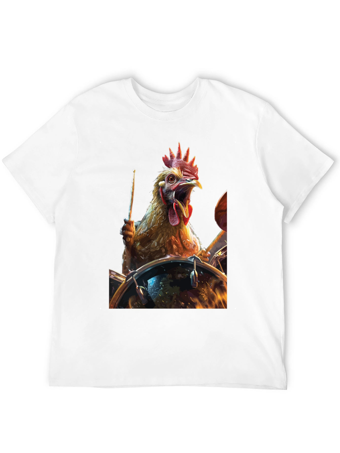Drummer Chicken T-Shirt - Black Cotton Tee