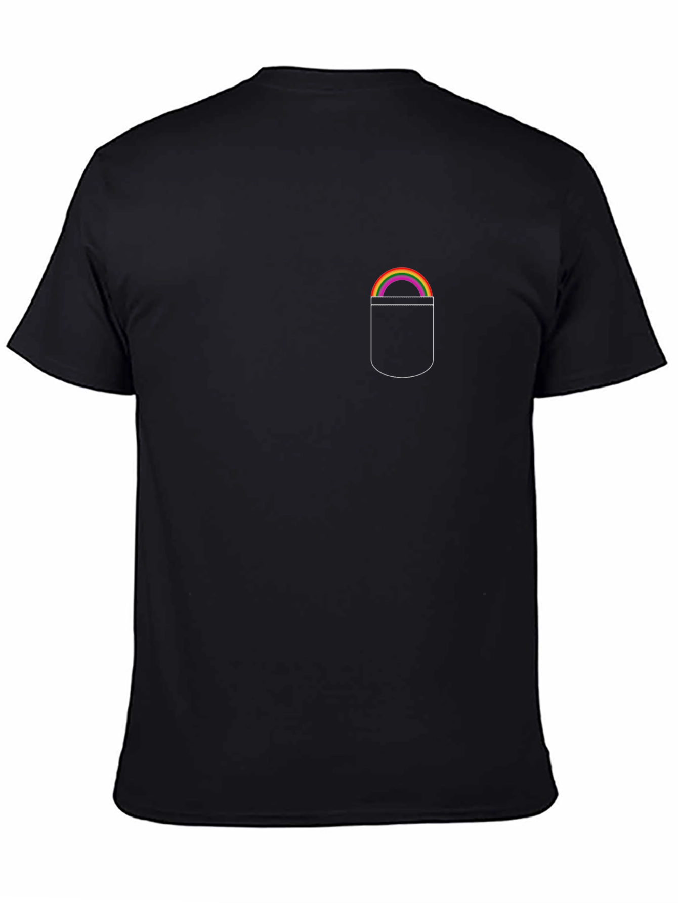 Rainbow Pocket Graphic Tee - Black Casual Shirt