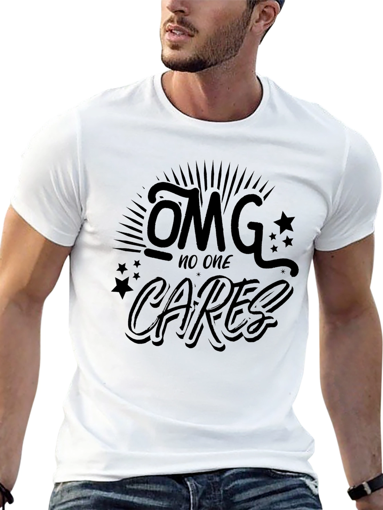 OMG No One Cares Black Graphic Tee - Unisex