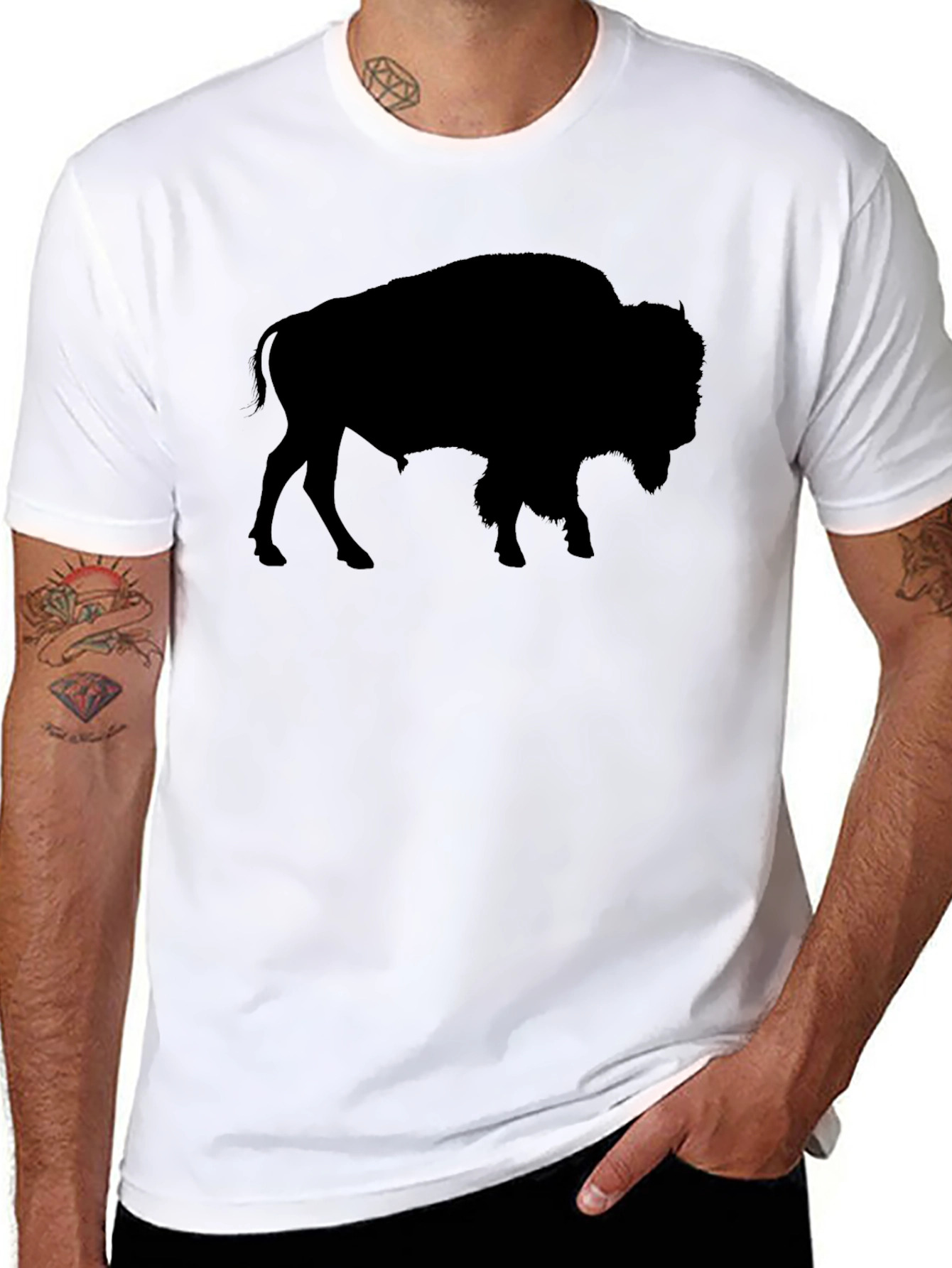 Buffalo Silhouette Graphic Tee - Black Cotton Shirt