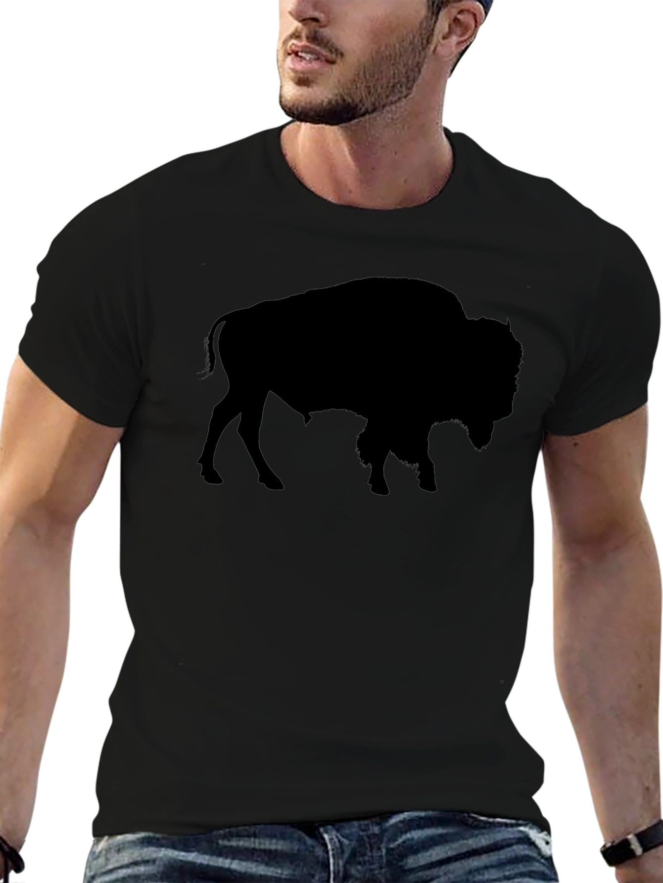 Buffalo Silhouette Graphic Tee - Black Cotton Shirt