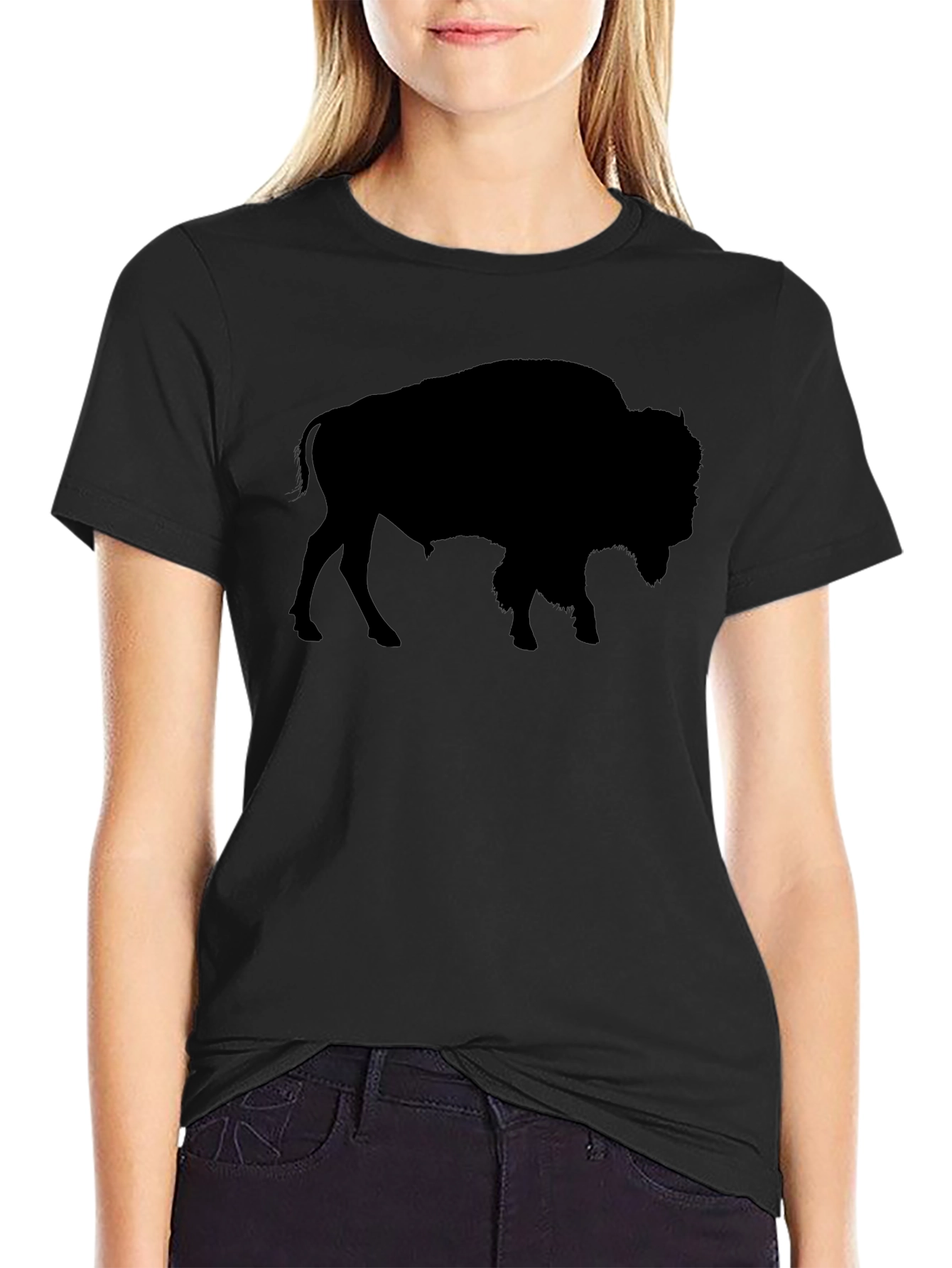 Buffalo Silhouette Graphic Tee - Black Cotton Shirt