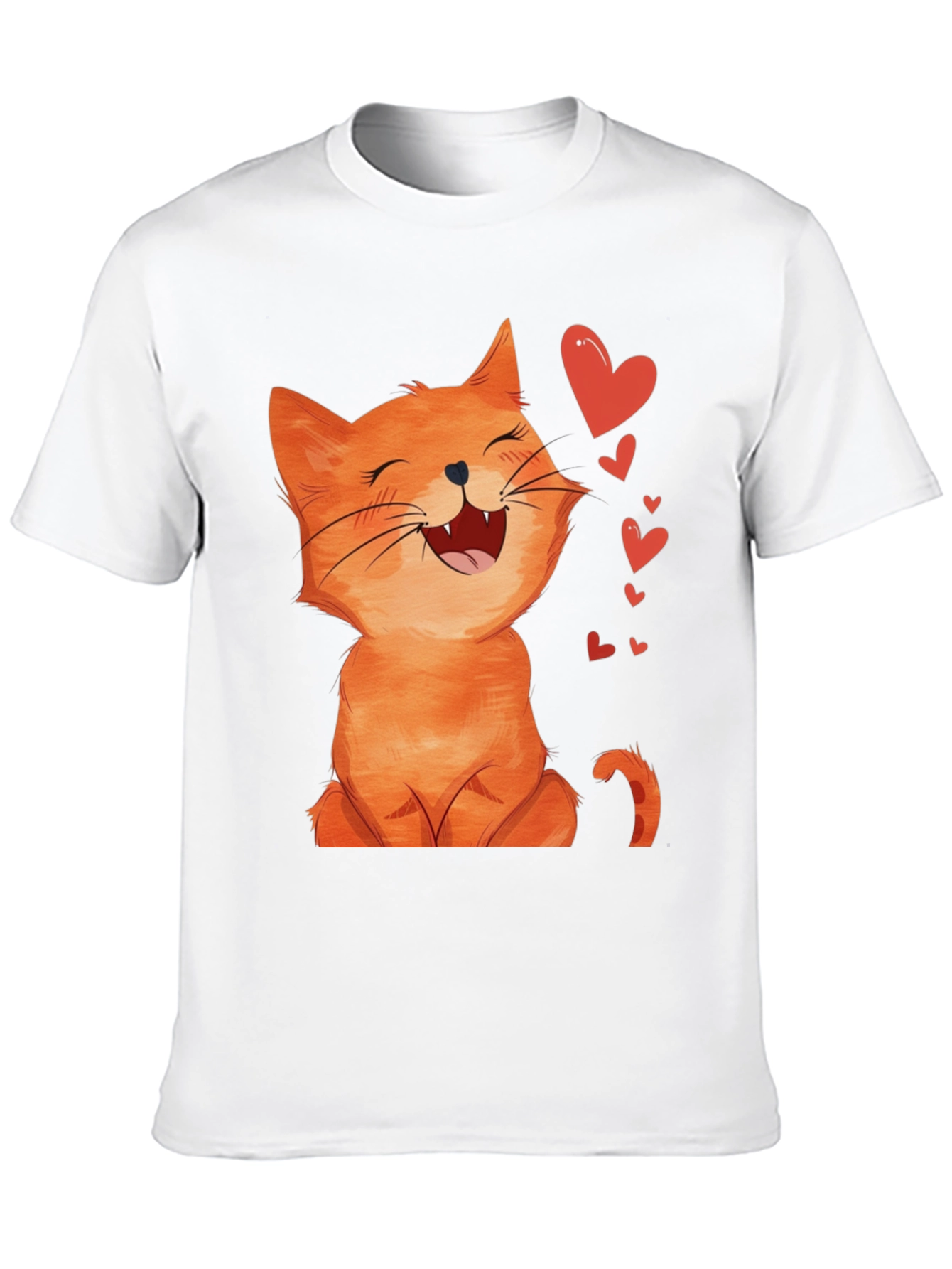 Cute Cartoon Cat Black T-Shirt